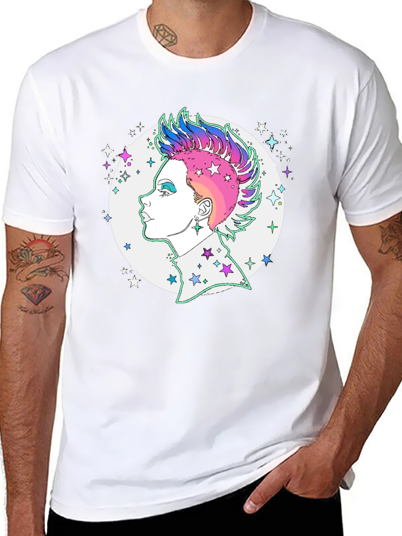 Black Edgy Punk Star Graphic Tee view 8