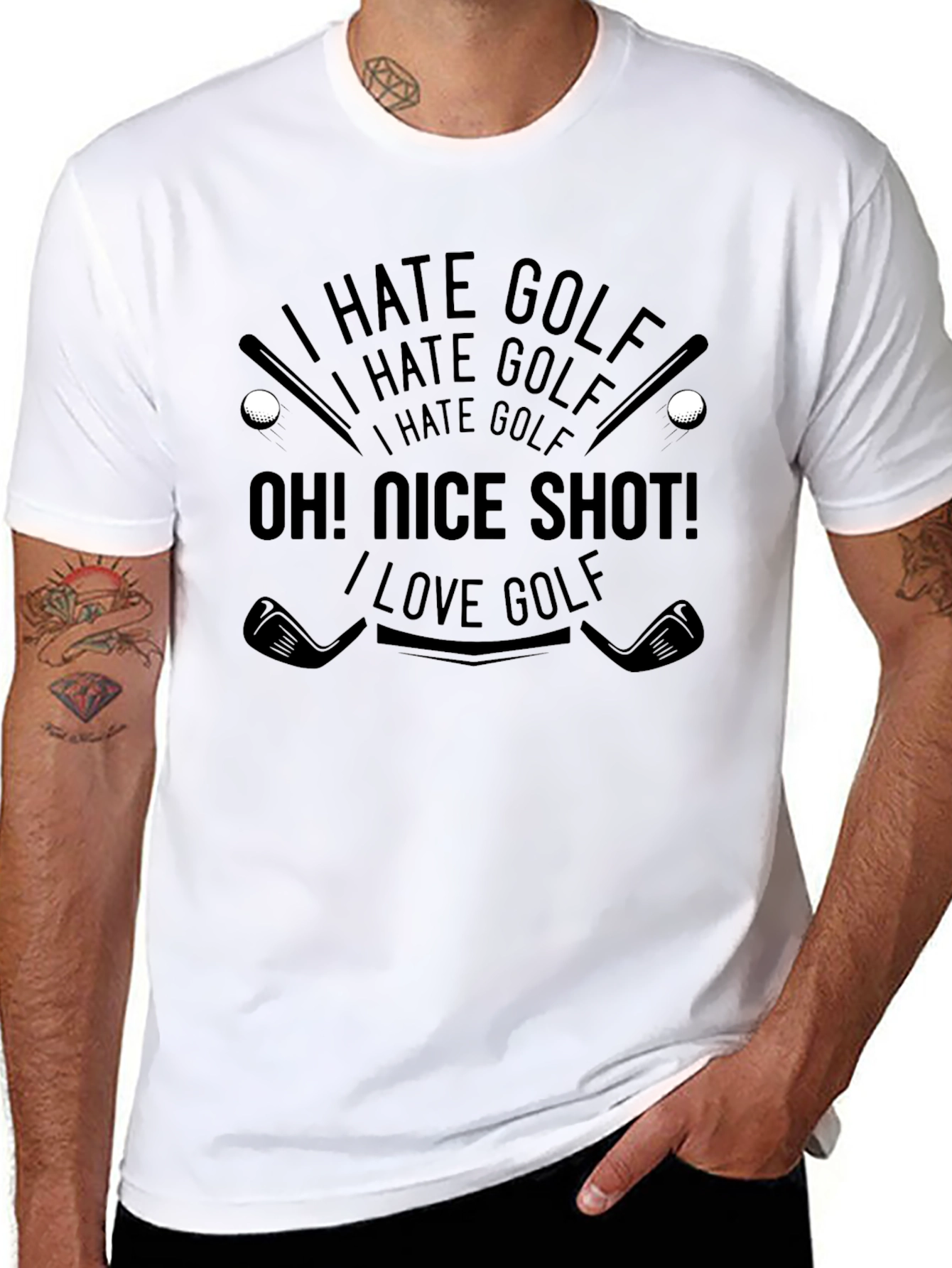Black I Hate Golf - Funny Golfing T-Shirt  view 8