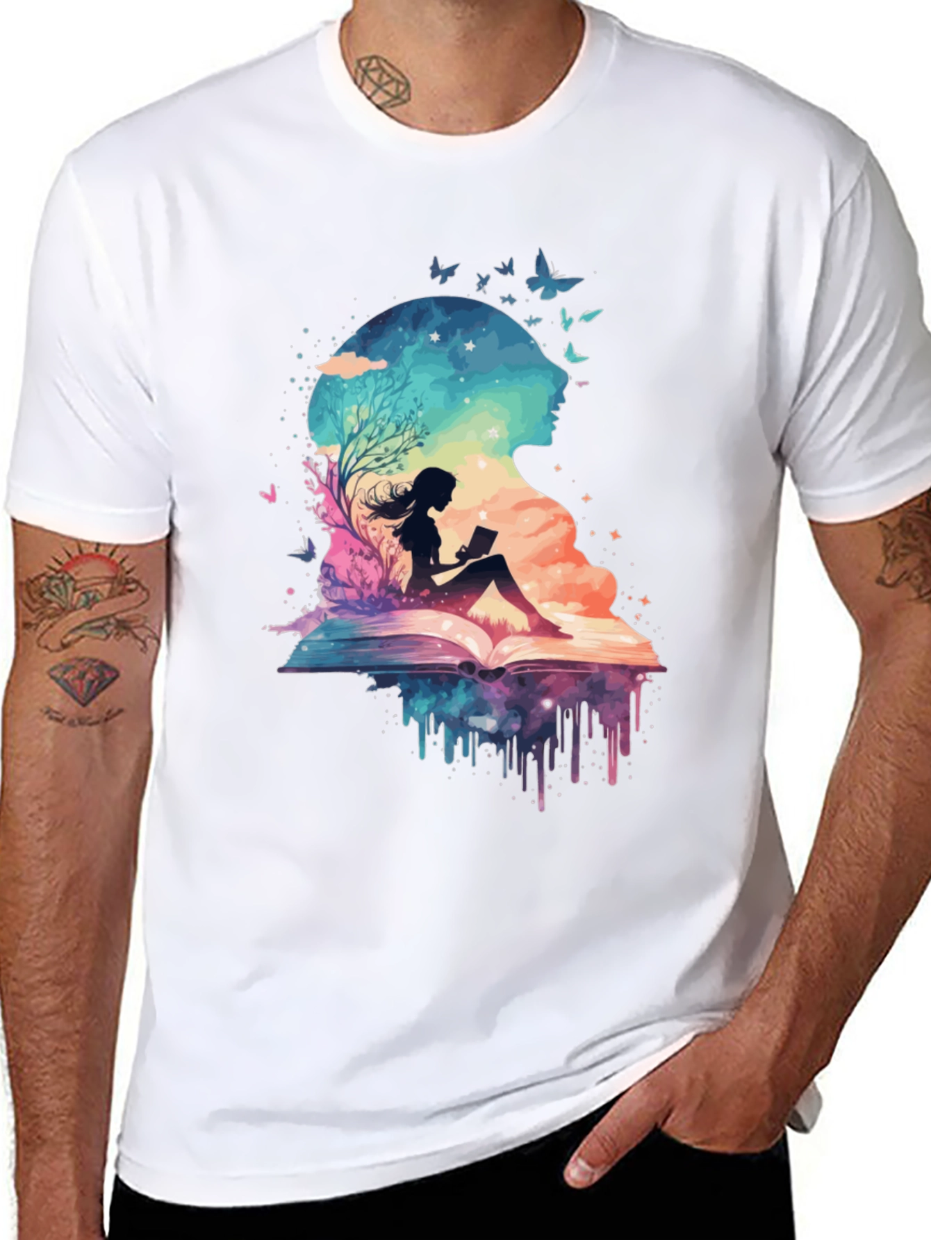 Black Book Lover Galaxy Tee - Literary Dreamscape Design view 8