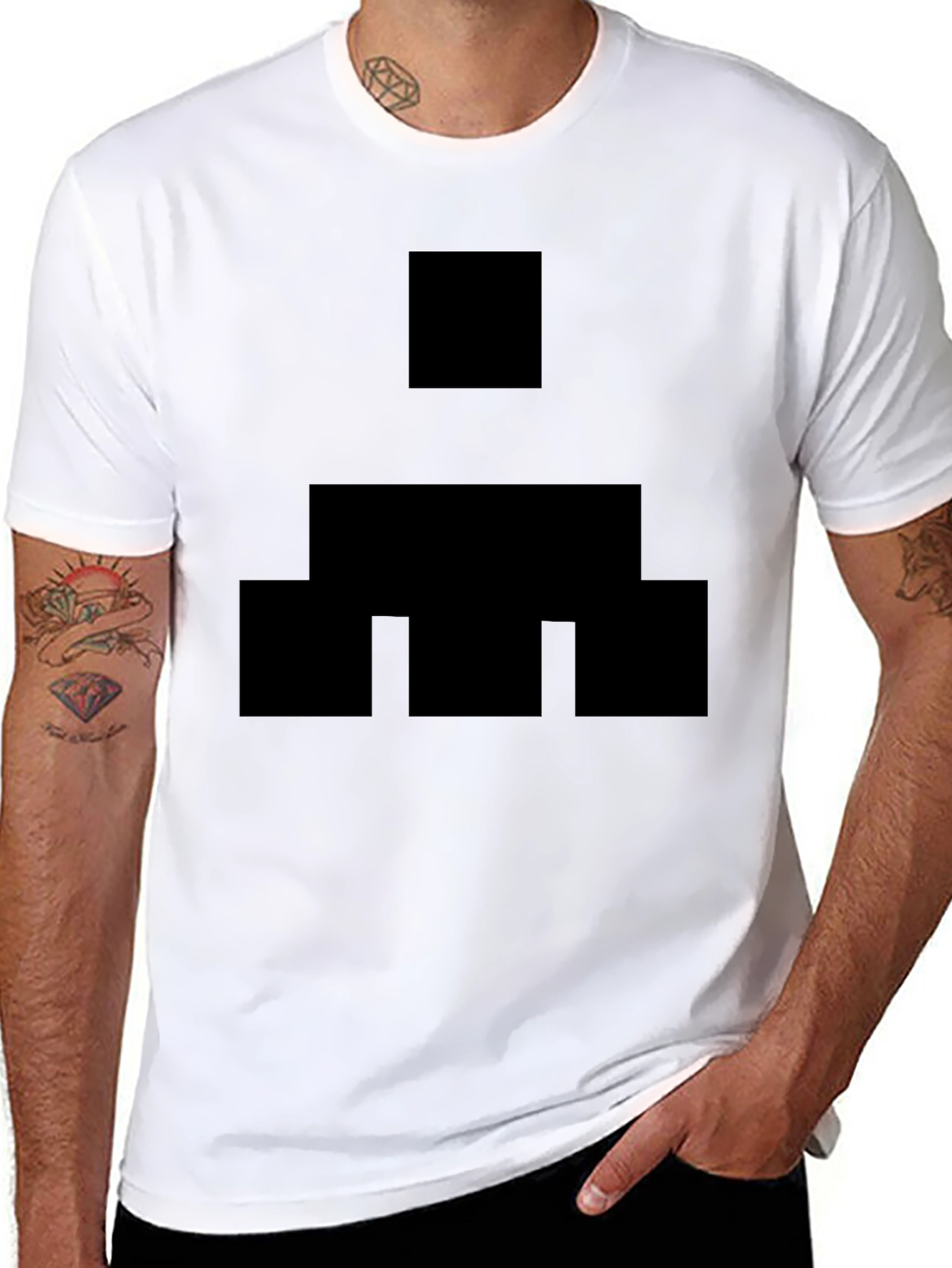 Black Geometric Pattern Black T-Shirt view 8