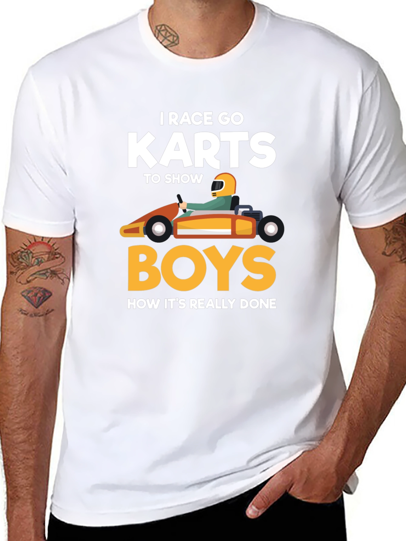 Black I Race Go Karts T-Shirt Funny Kart Racing Tee view 8