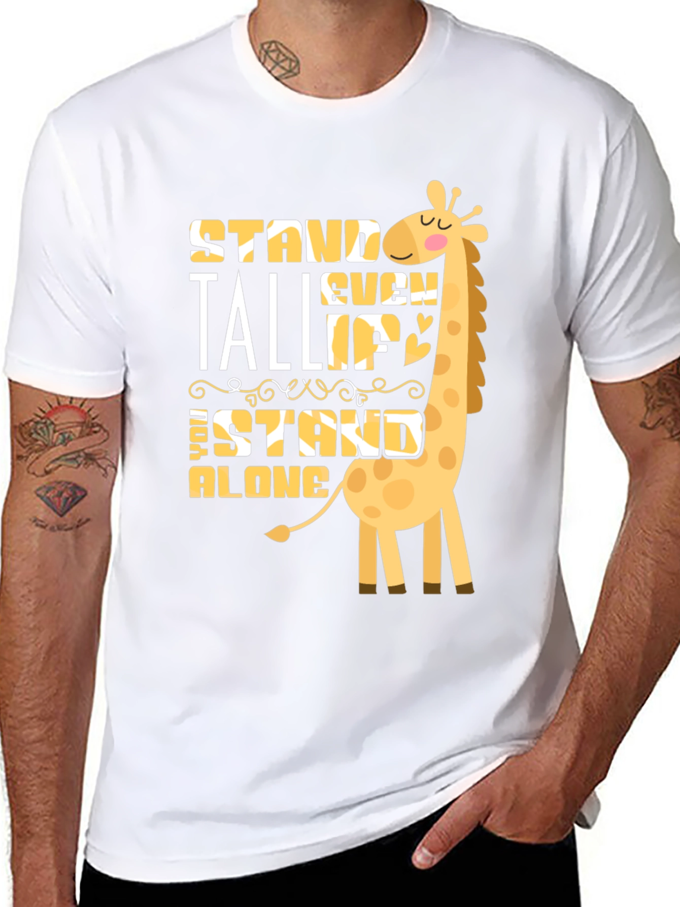 Black Stand Tall Giraffe Graphic T-Shirt view 8