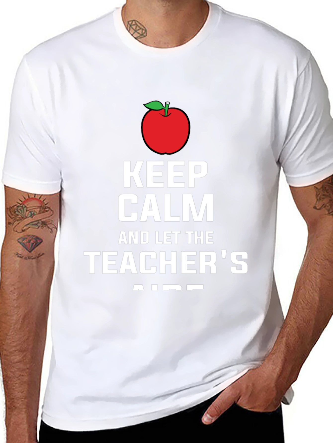Black Keep Calm Teacher's Aide T-Shirt view 8
