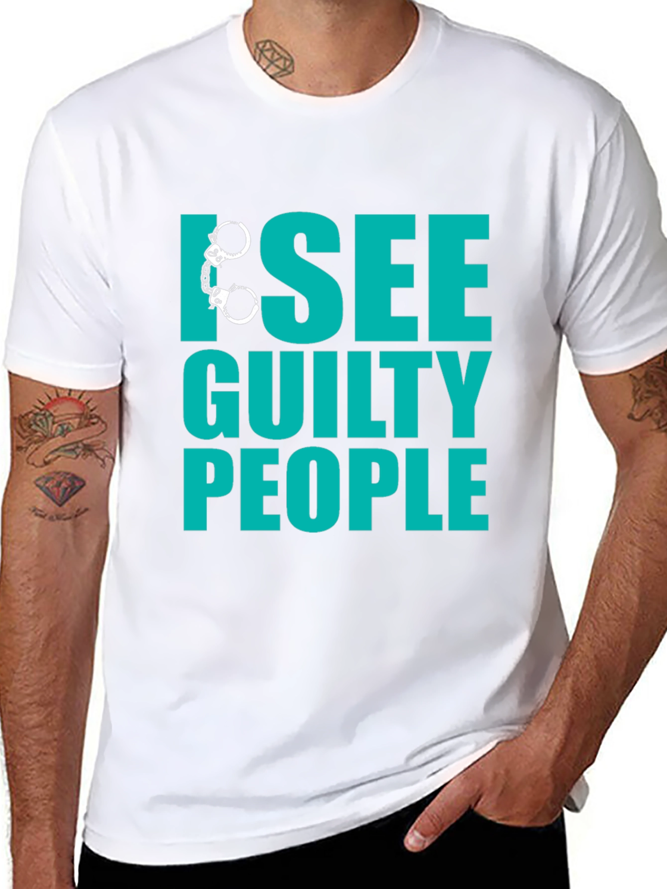 Black I See Guilty People T-Shirt - Funny Novelty Tee view 8