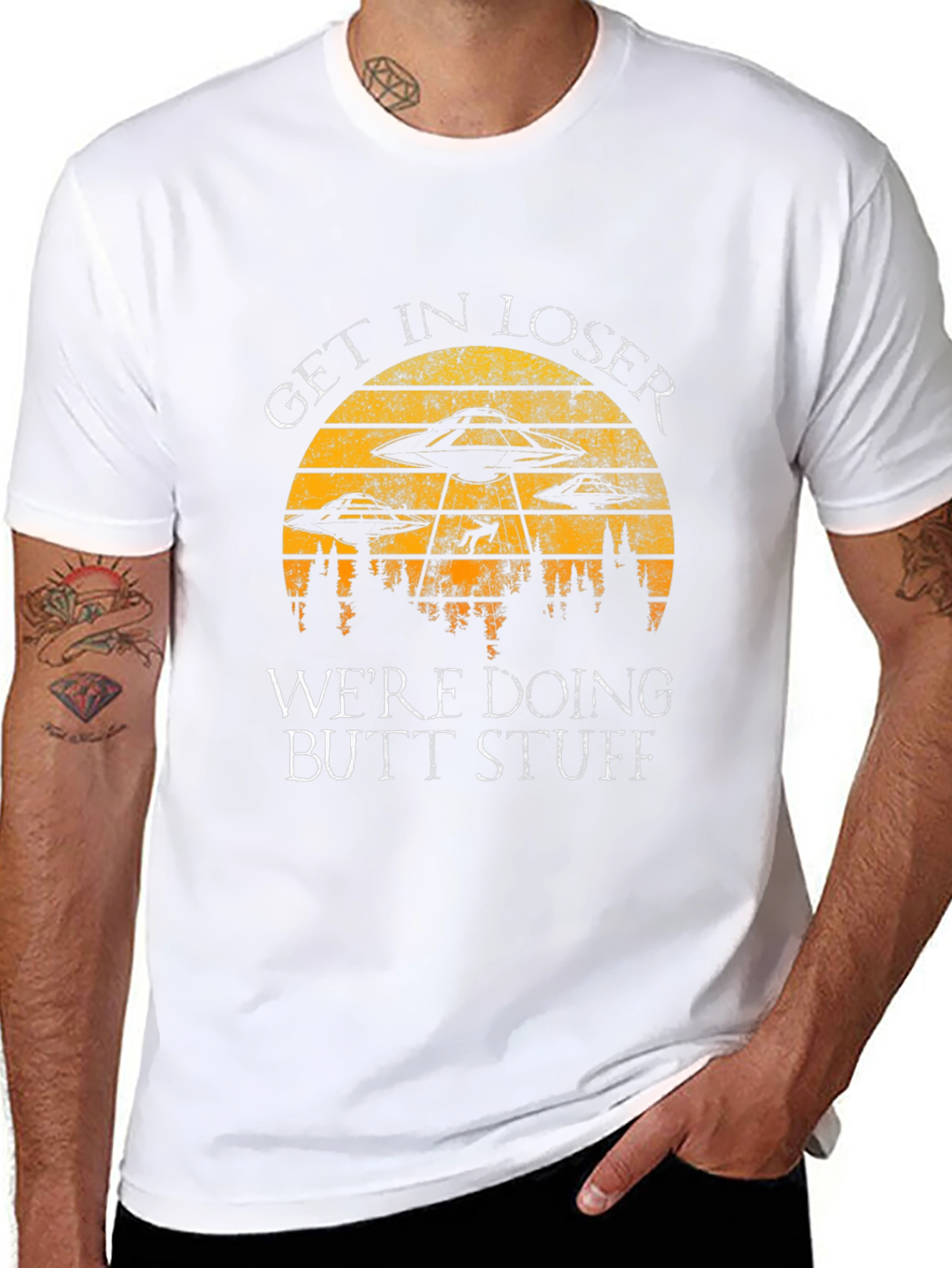 Black Get In Loser Alien Abduction T-Shirt view 8