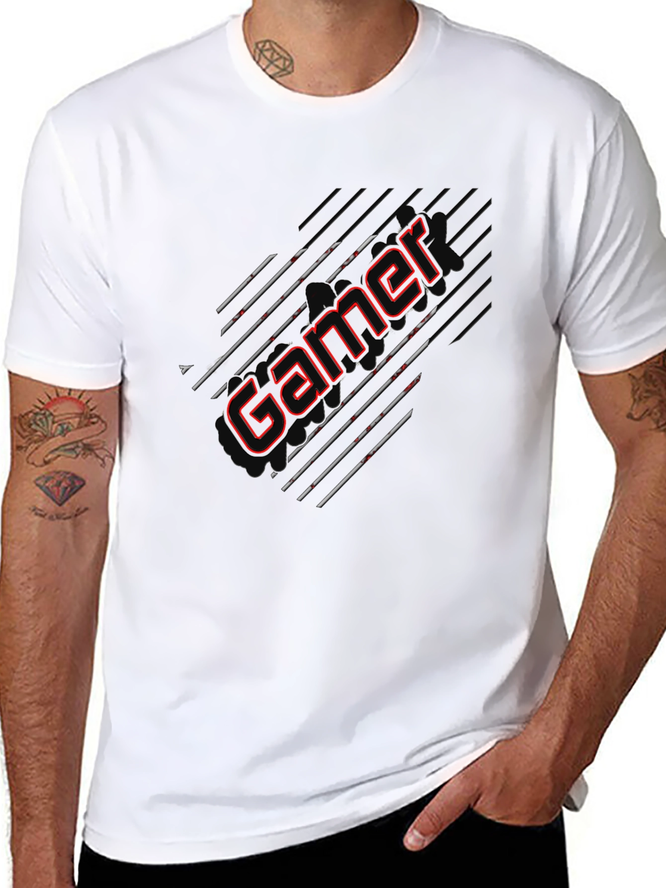 Black Gamer Graphic Tee - Black Cotton Blend view 8