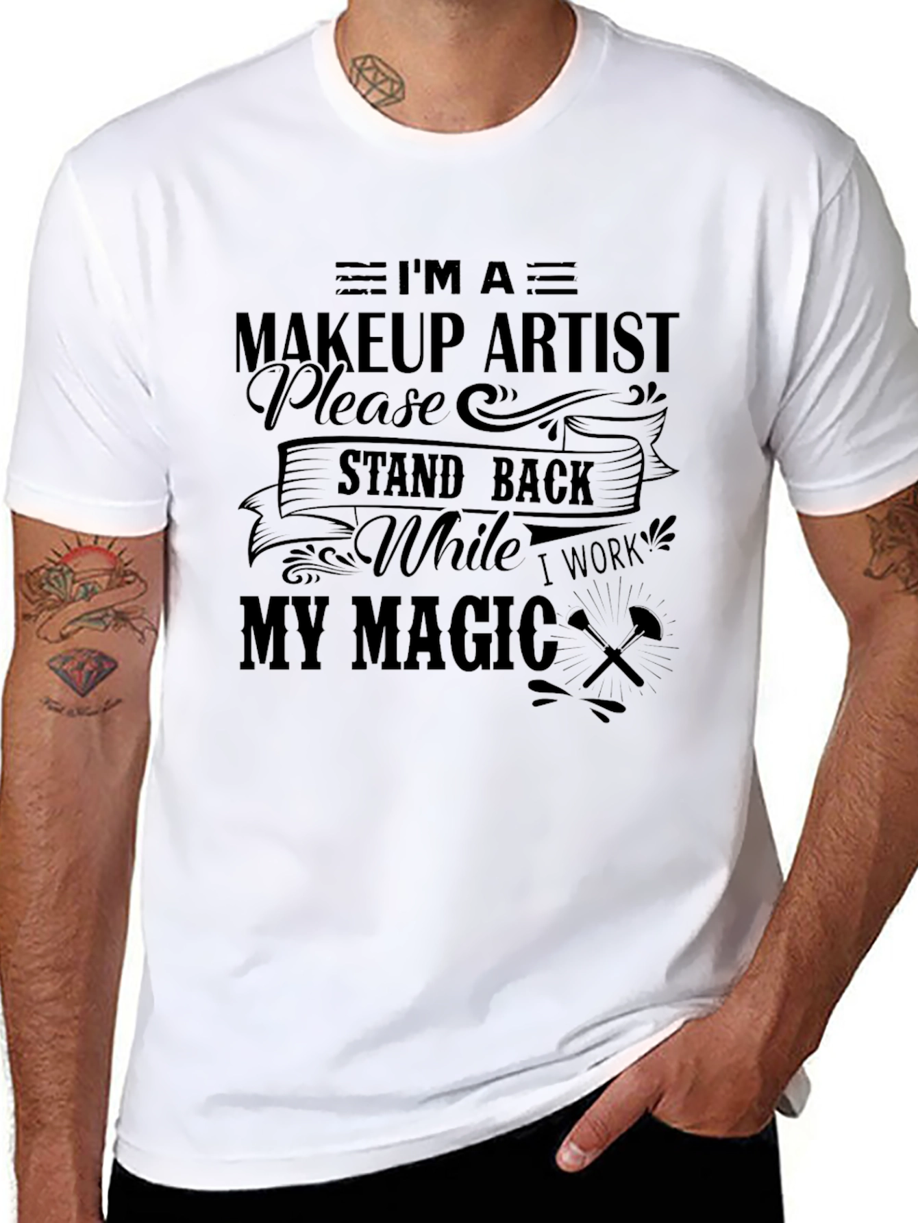 Black Makeup Artist Magic T-Shirt - Stand Back Design view 8