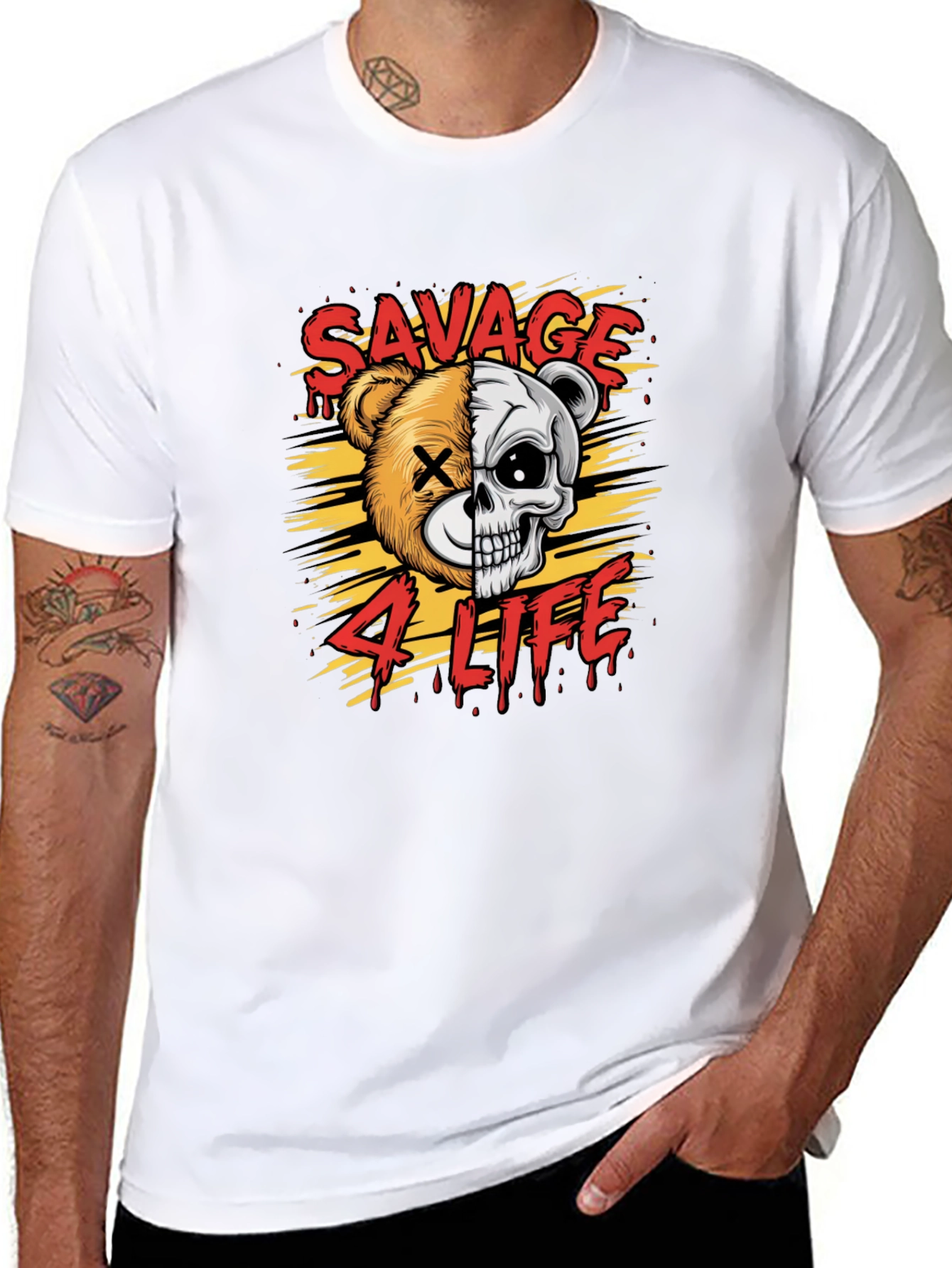 Black Savage 4 Life Graphic Print T-Shirt view 8