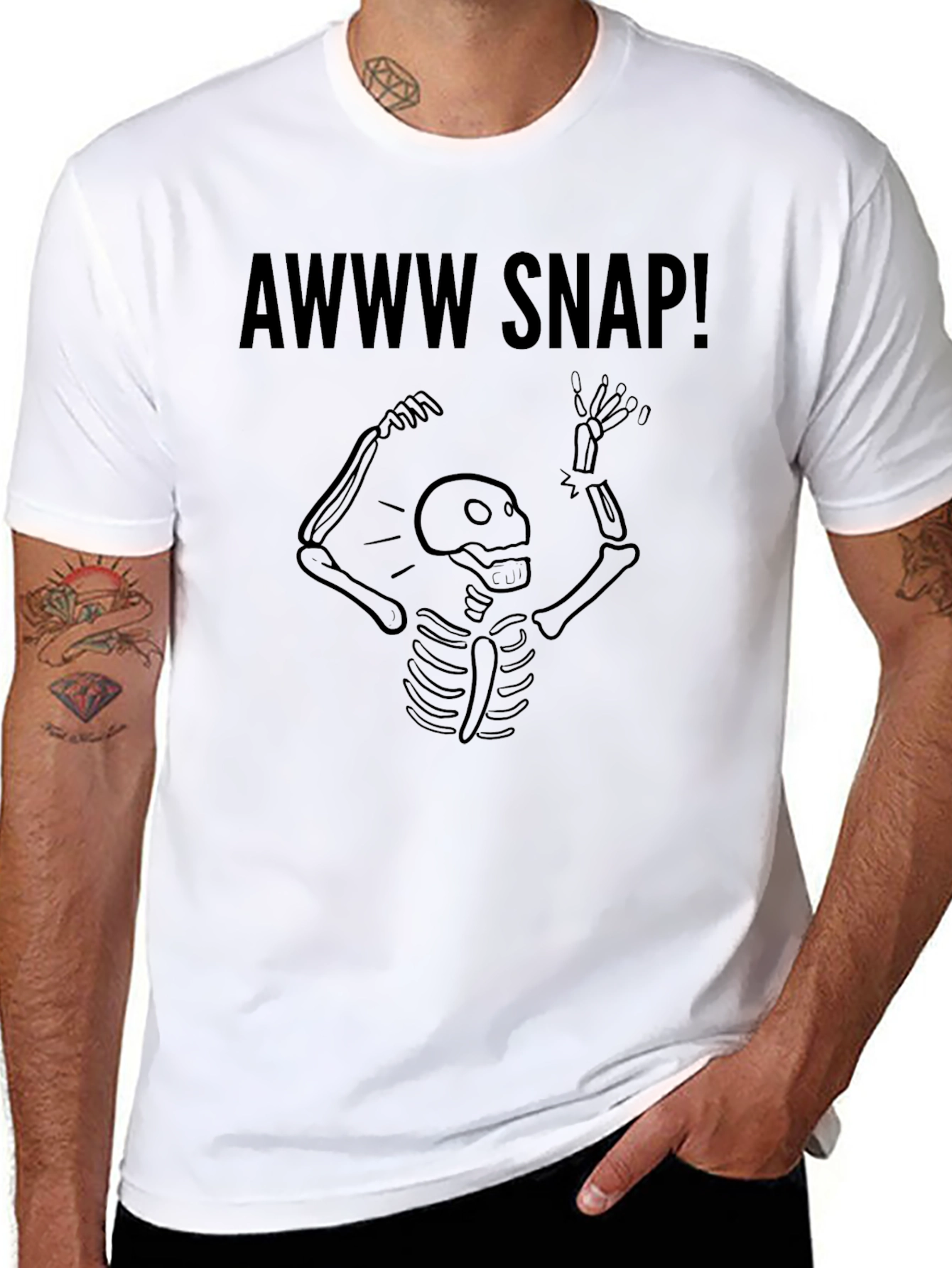 Black Awww Snap! Skeleton Graphic Tee view 8