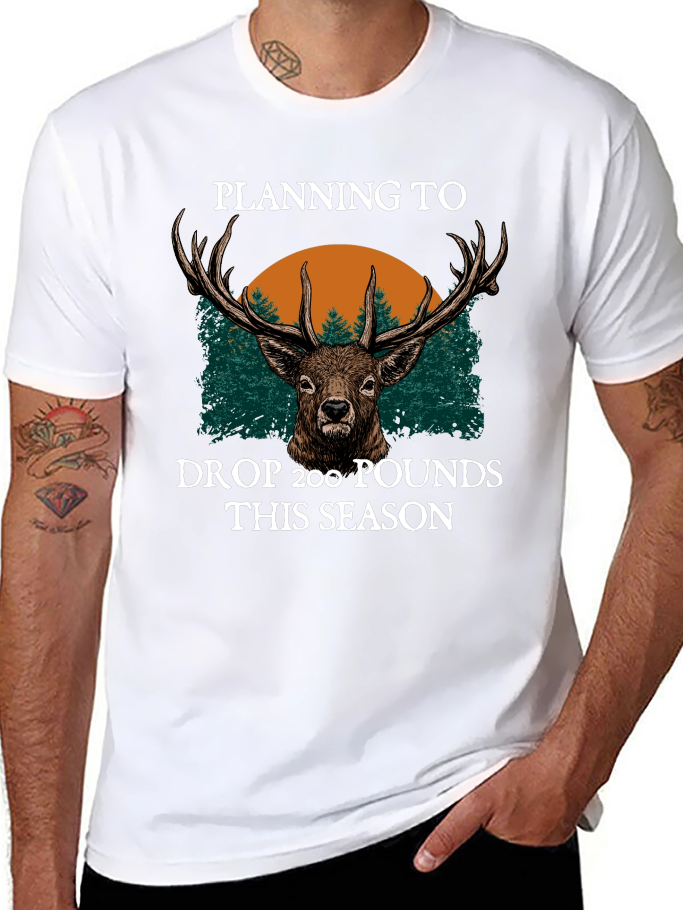 Black Planning To Drop 200 Pounds This Season Hunting T-Shirt view 8