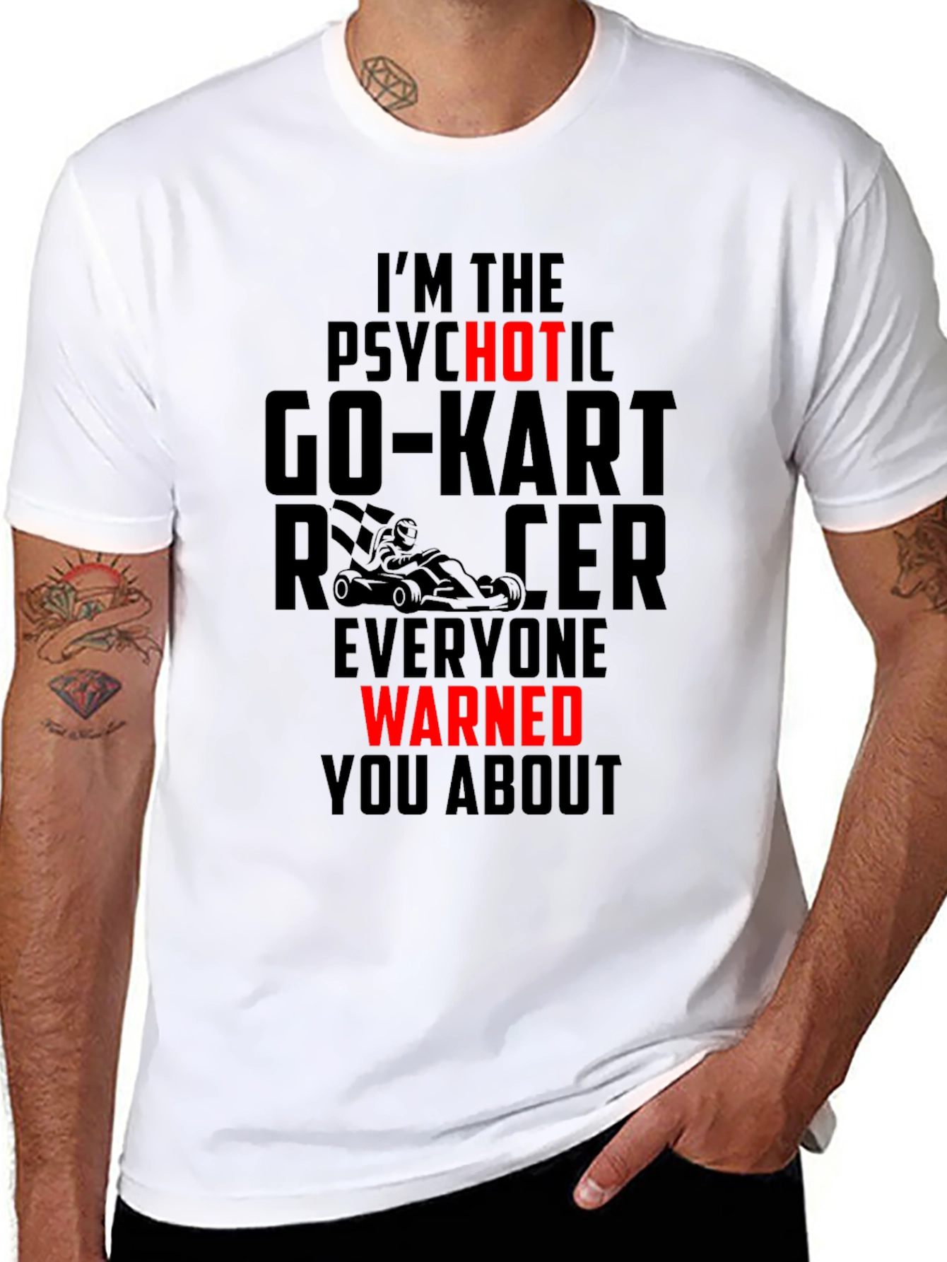 Black Psychotic Go-Kart Racer T-Shirt view 8