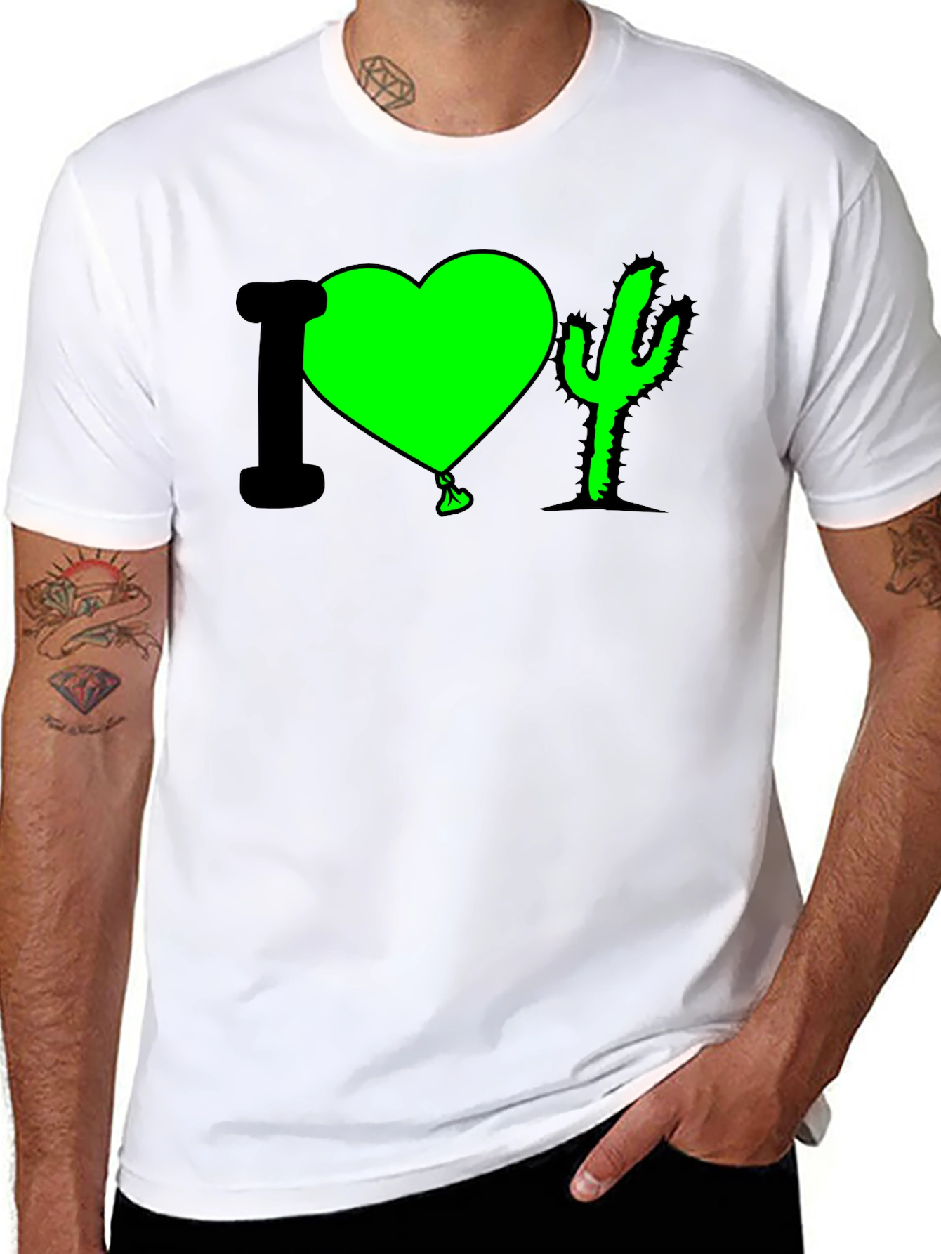 Black I Heart Cactus T-Shirt - Fun Graphic Tee view 8