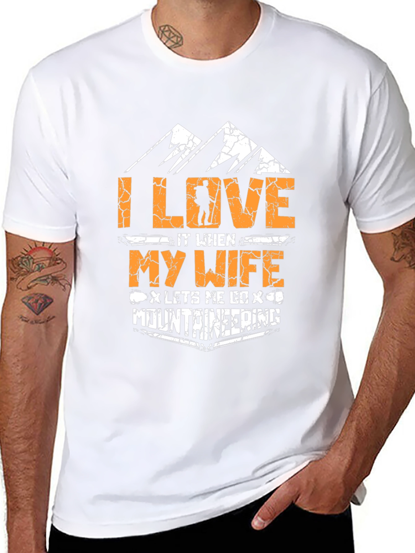 Black I Love My Wife Mountaineering Black T-Shirt view 8