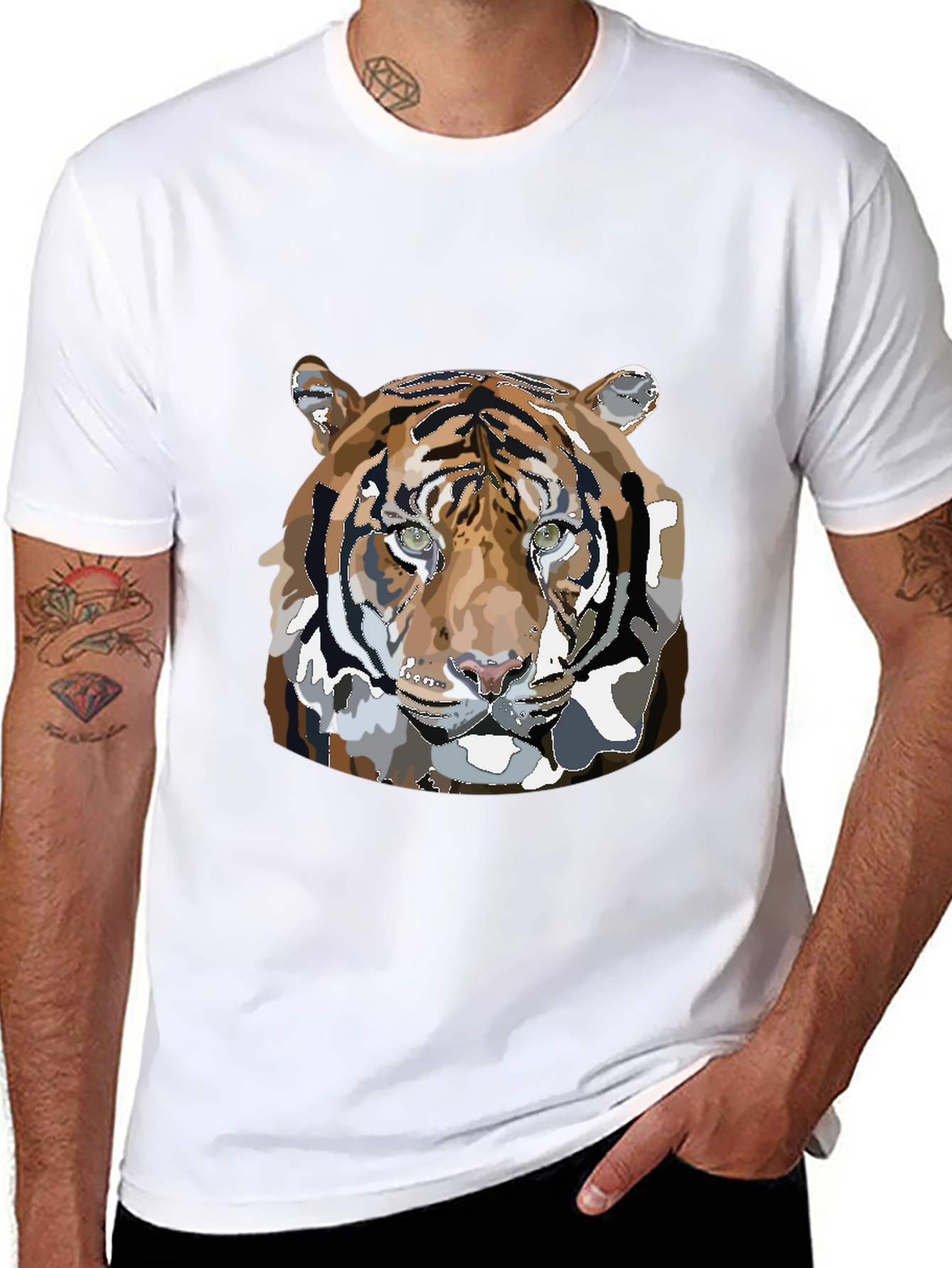 Black Tiger Graphic Print Black T-Shirt view 8