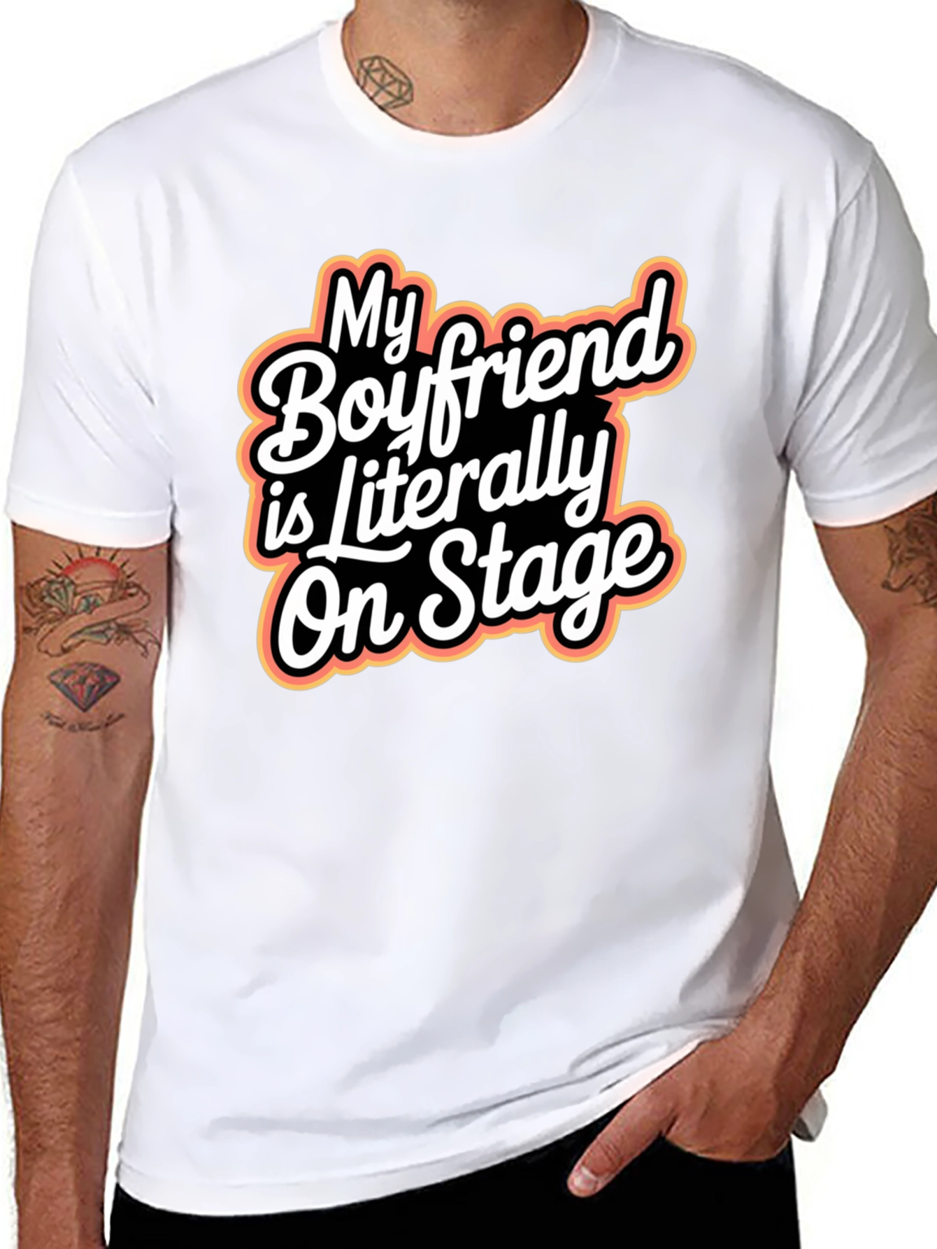 Black My Boyfriend Is Literally On Stage Graphic Tee view 8