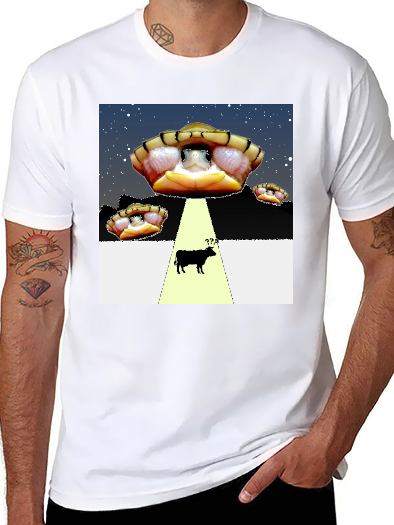 Black UFO Turtle Abduction T-Shirt view 8