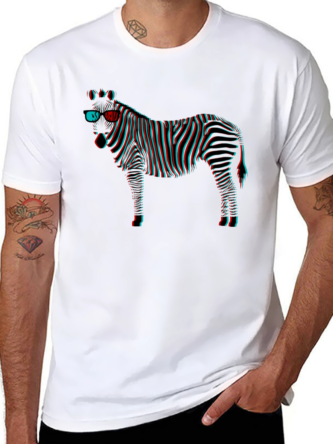 Black 3D Zebra Graphic Tee - Black view 8