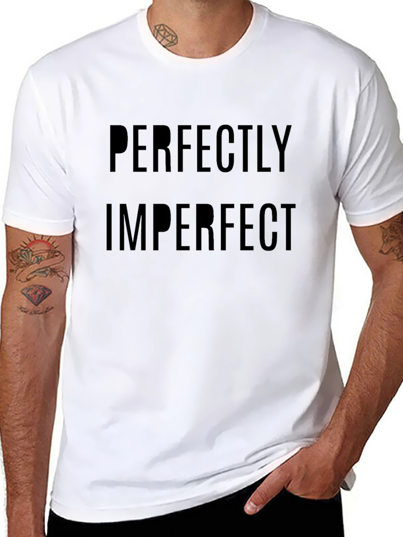 Black Perfectly Imperfect Graphic Tee - Unisex Black T-Shirt view 8