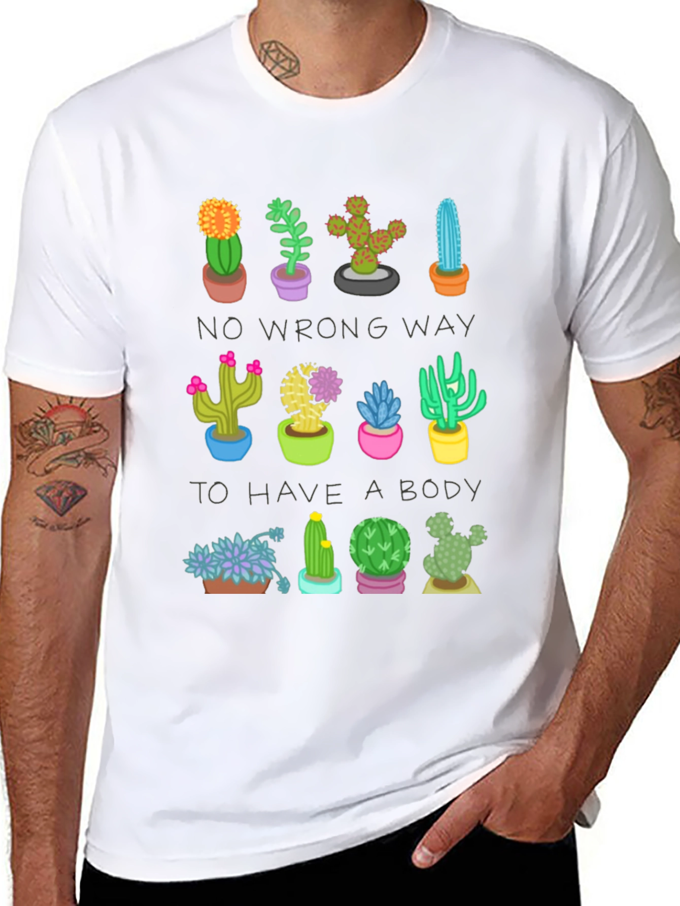 Black Cactus Body Positive T-Shirt view 8