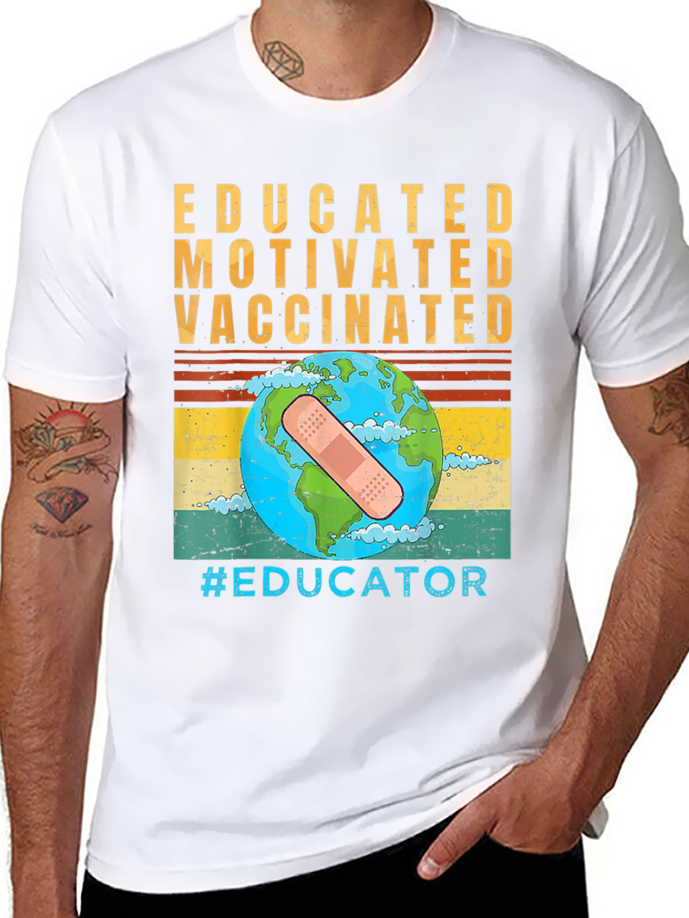 Black Educated Vaccinated Graphic T-Shirt view 8