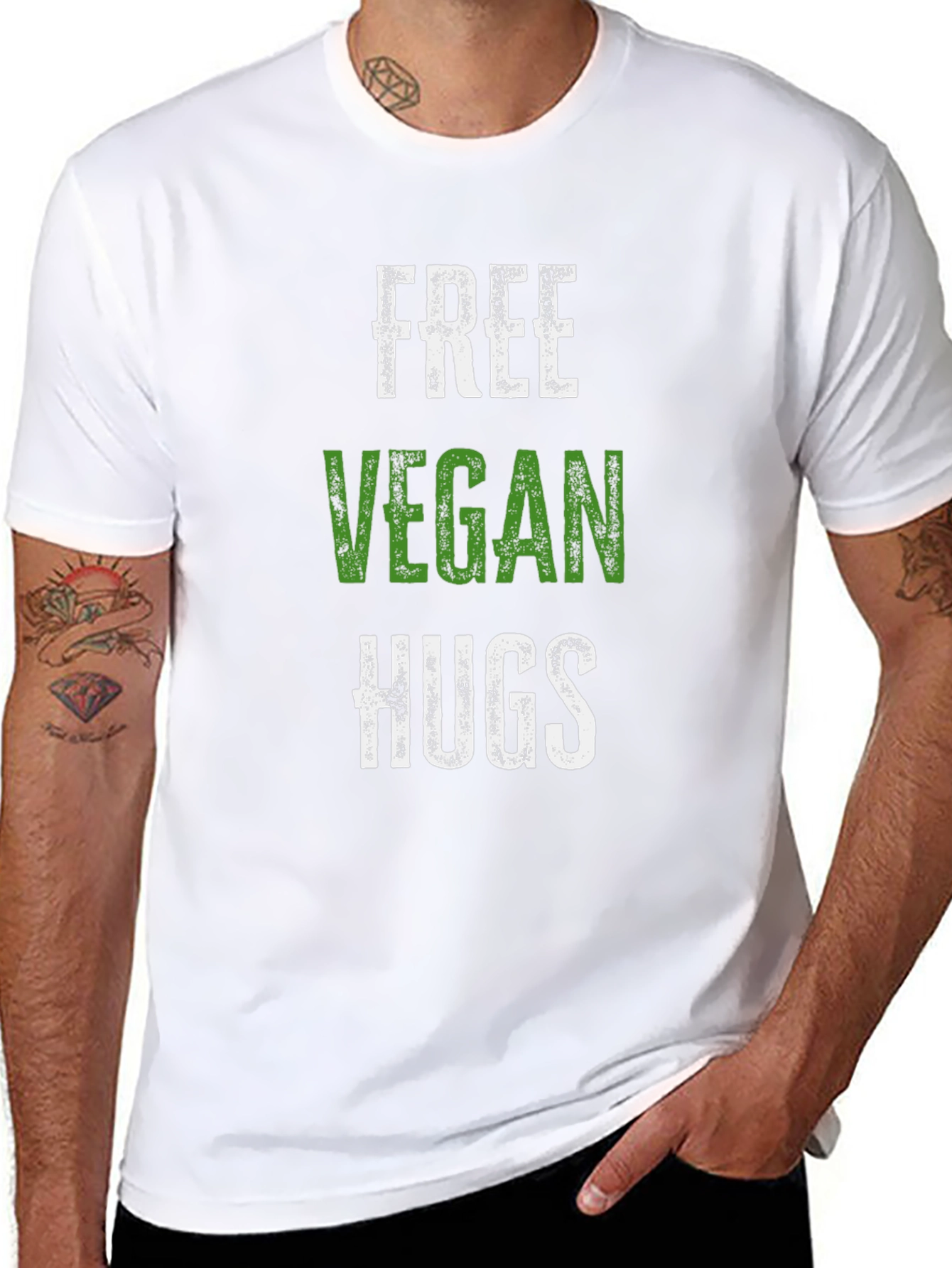 Black Free Vegan Hugs T-Shirt - Soft Cotton Tee view 8