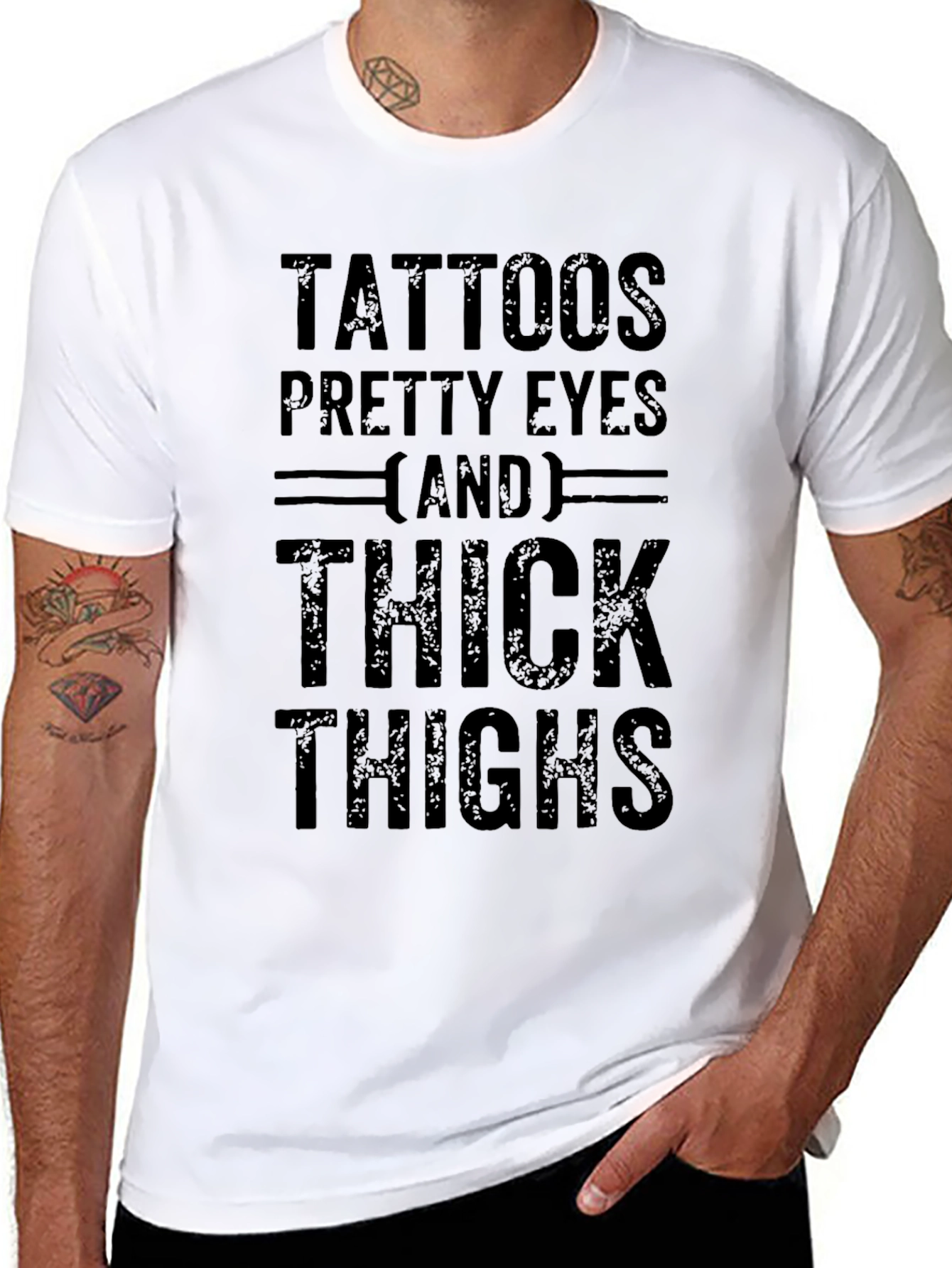 Black Tattoos, Pretty Eyes, Thick Thighs Graphic T-Shirt view 8