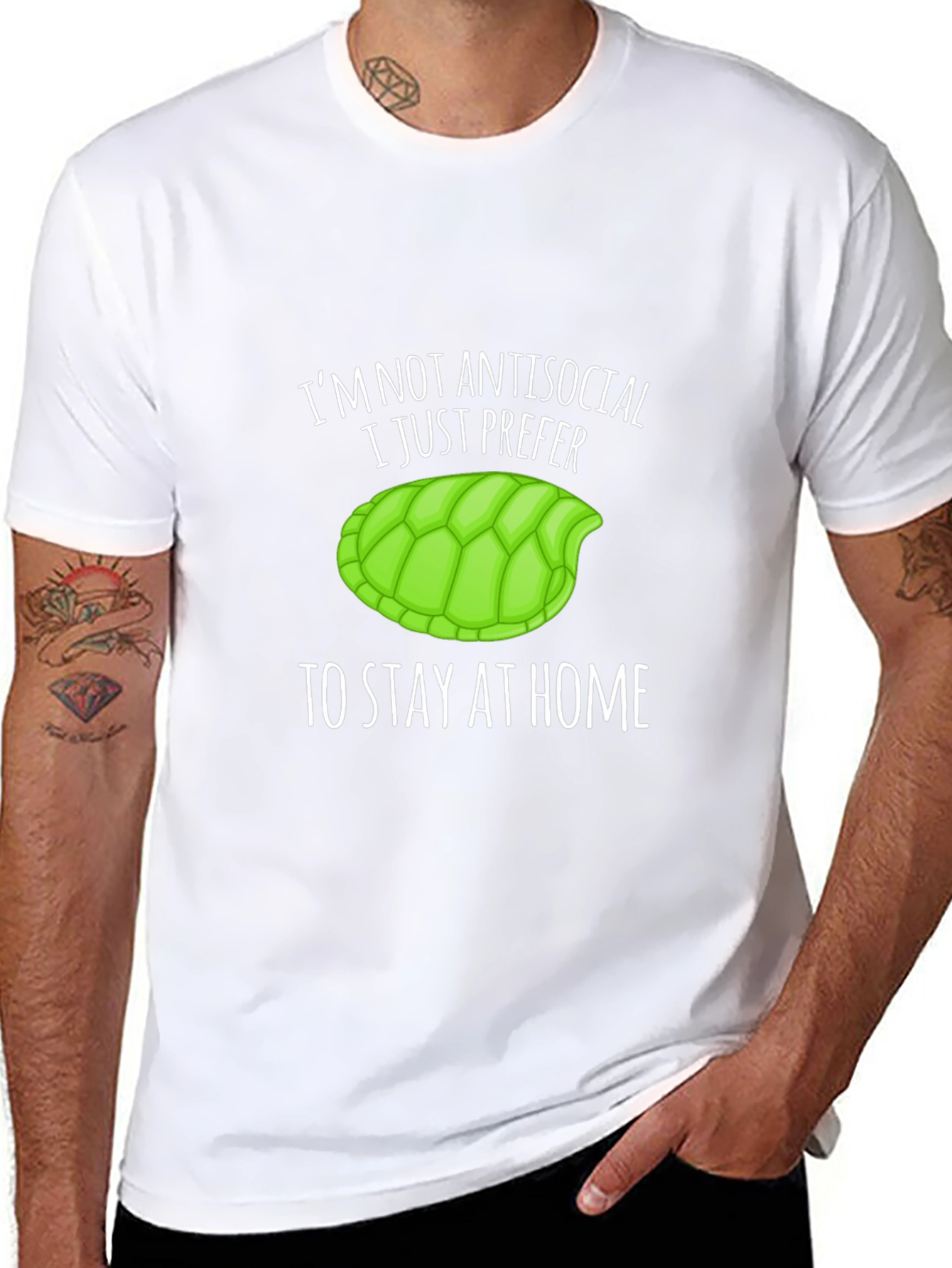 Black I'm Not Antisocial Turtle Graphic T-Shirt view 8