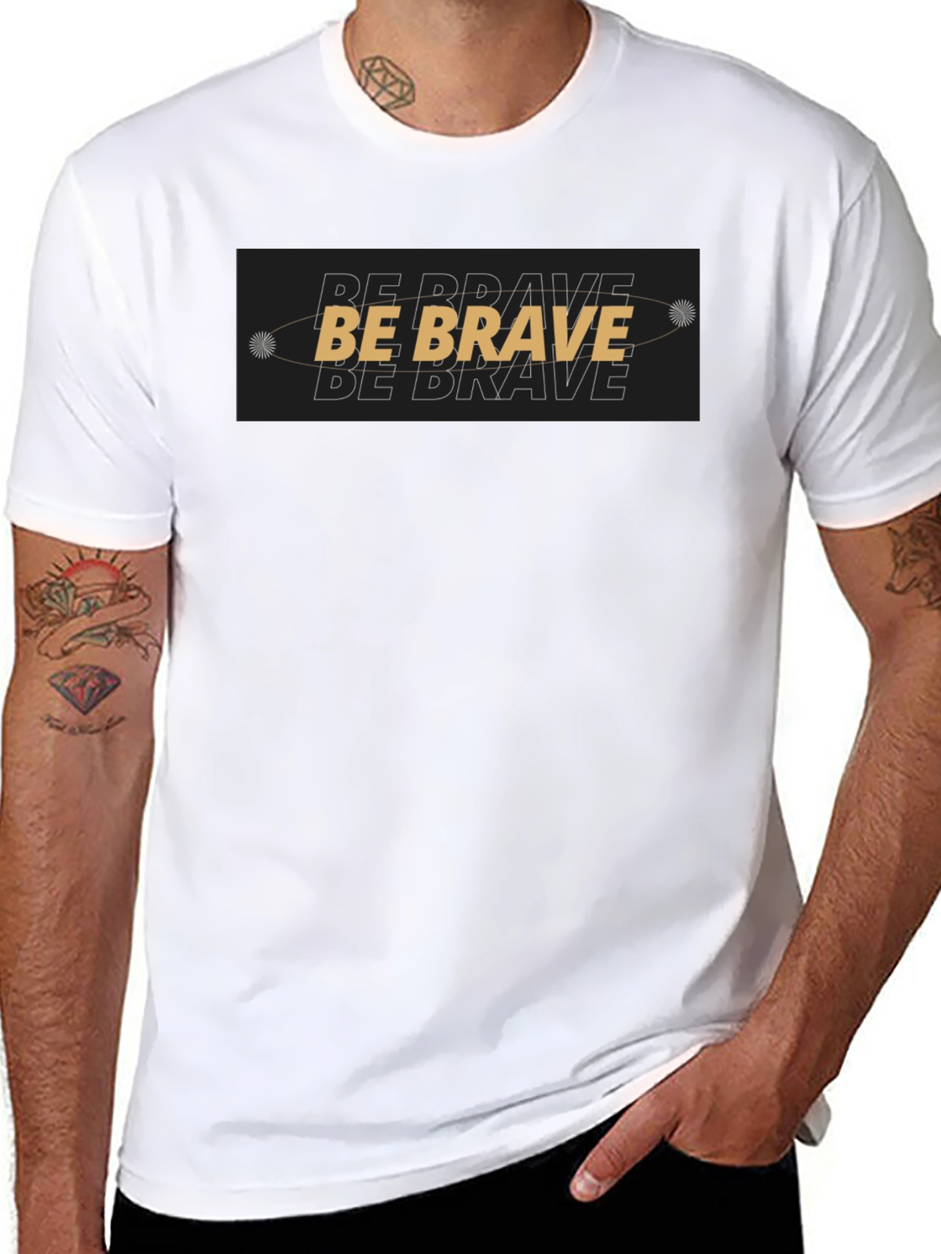 Black Be Brave Graphic Black T-Shirt view 8
