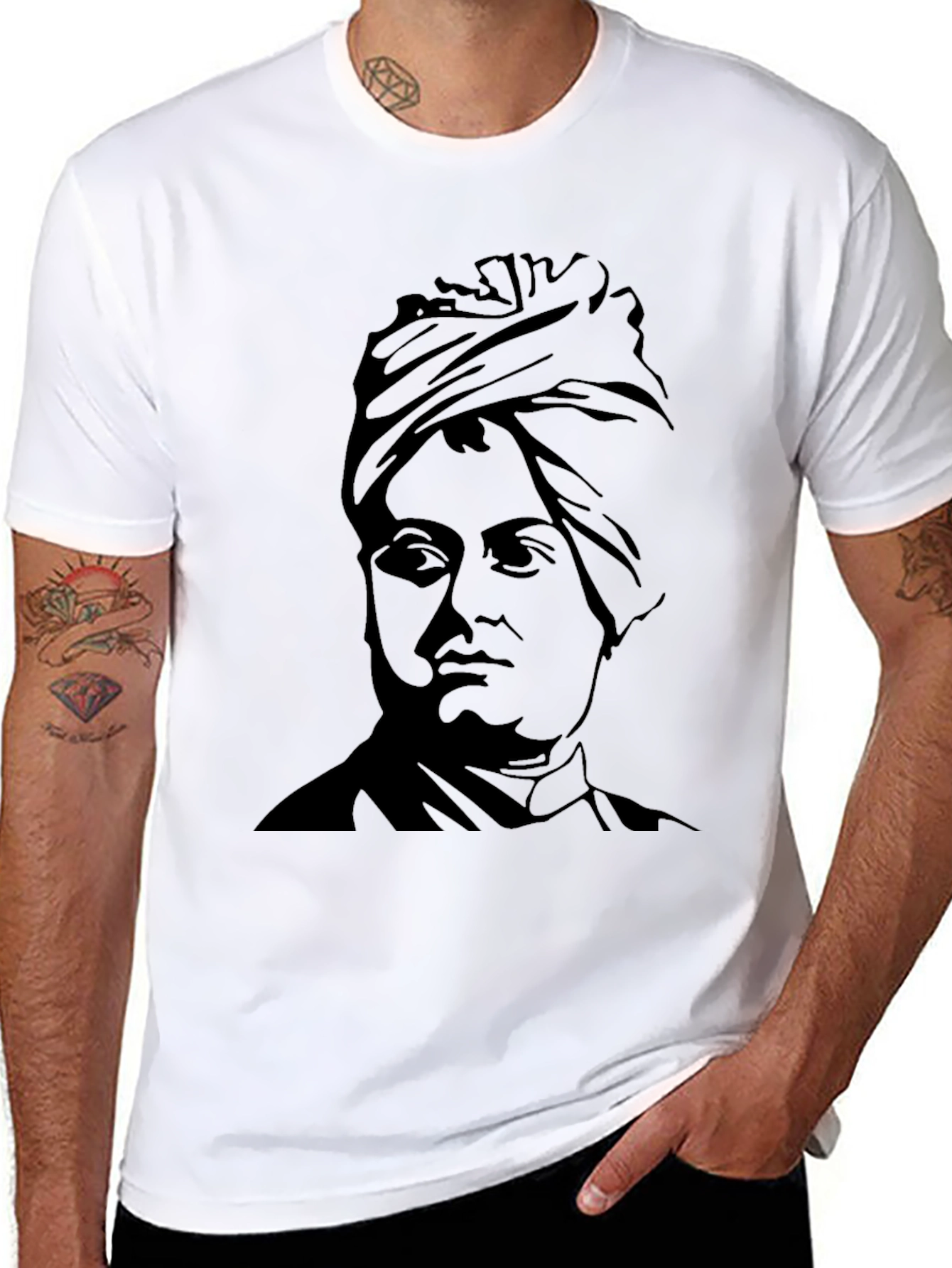 Black Black T-Shirt with Portrait Graphic view 8