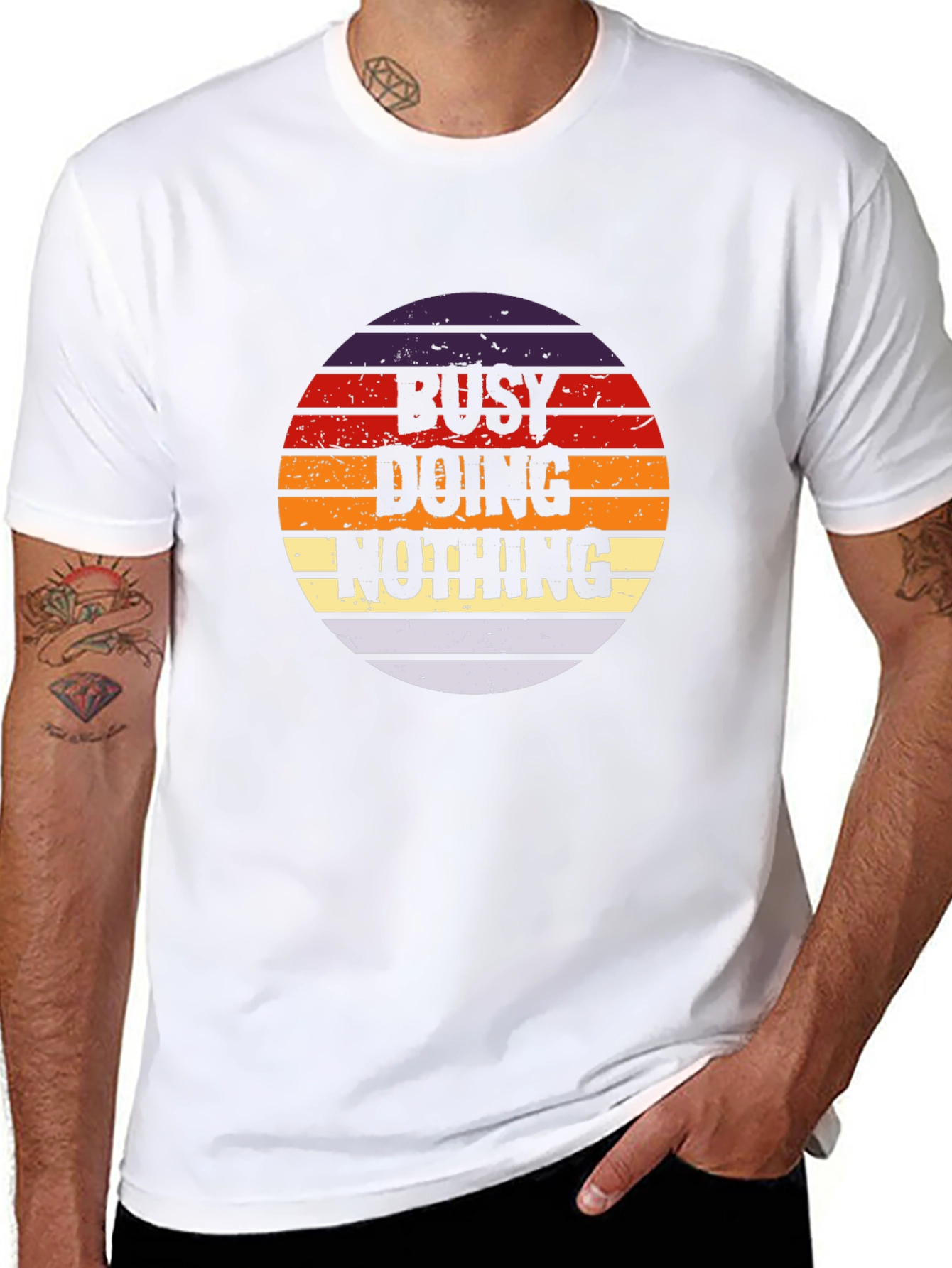 Black Busy Doing Nothing Retro Graphic Tee view 8