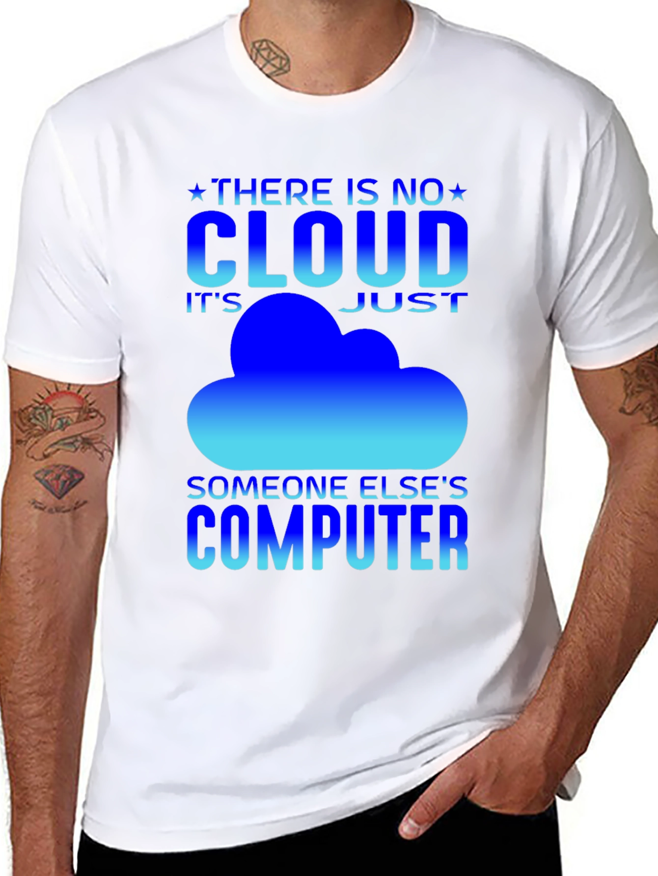 Black No Cloud Funny IT T-Shirt view 8