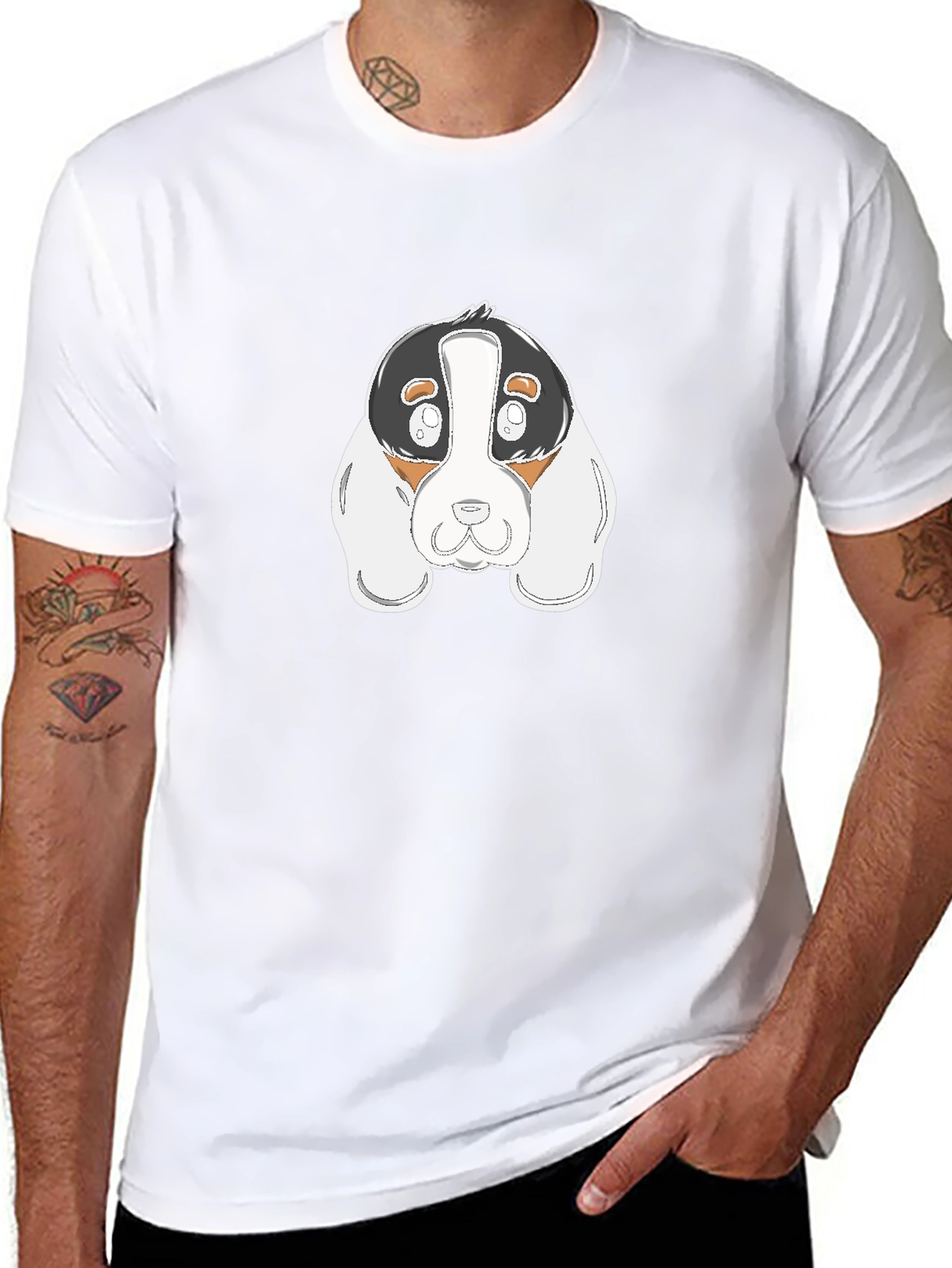 Black Cartoon Dog Graphic Black T-Shirt view 8