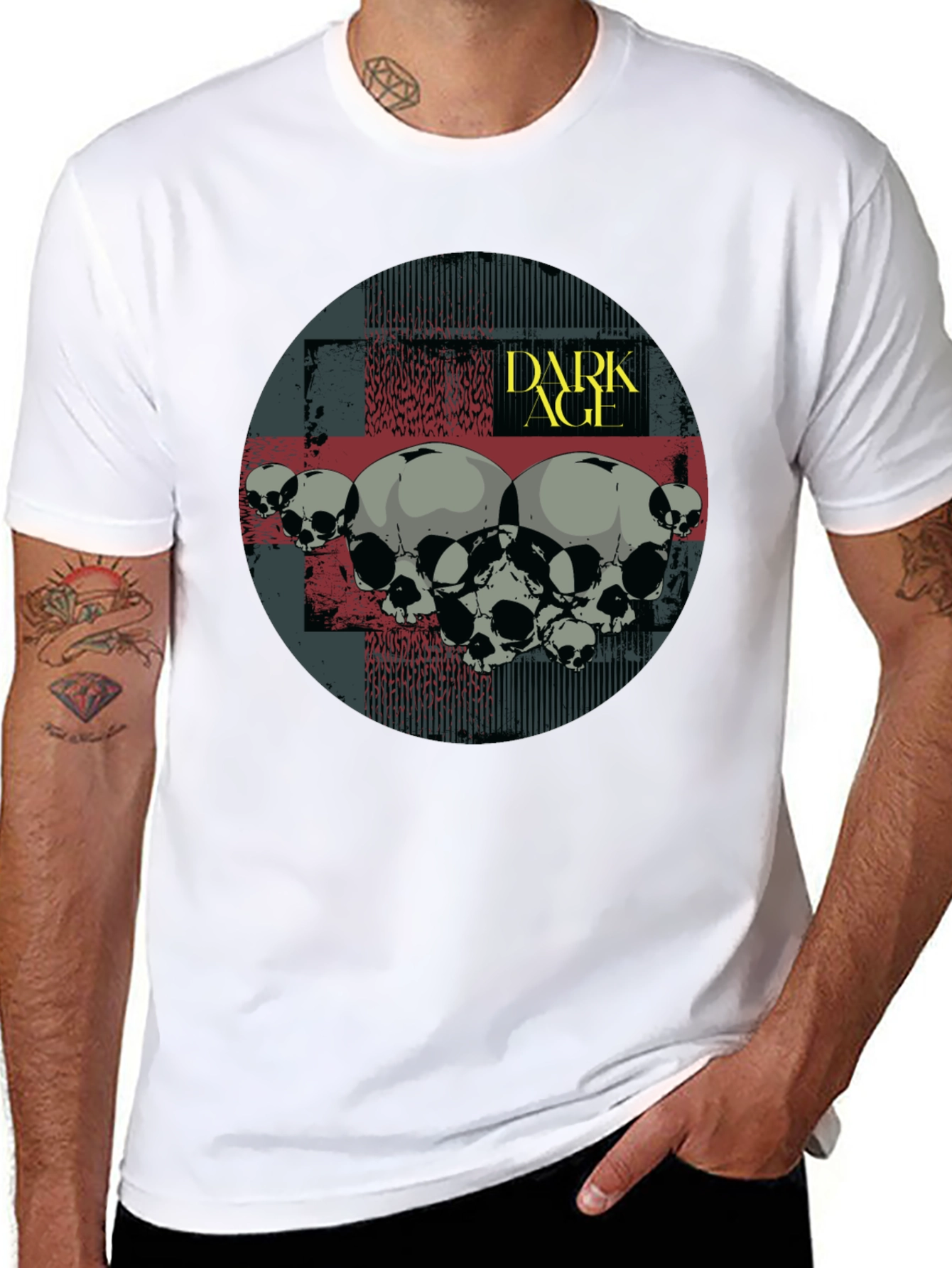 Black Dark Age Skull Graphic T-Shirt - Black view 8