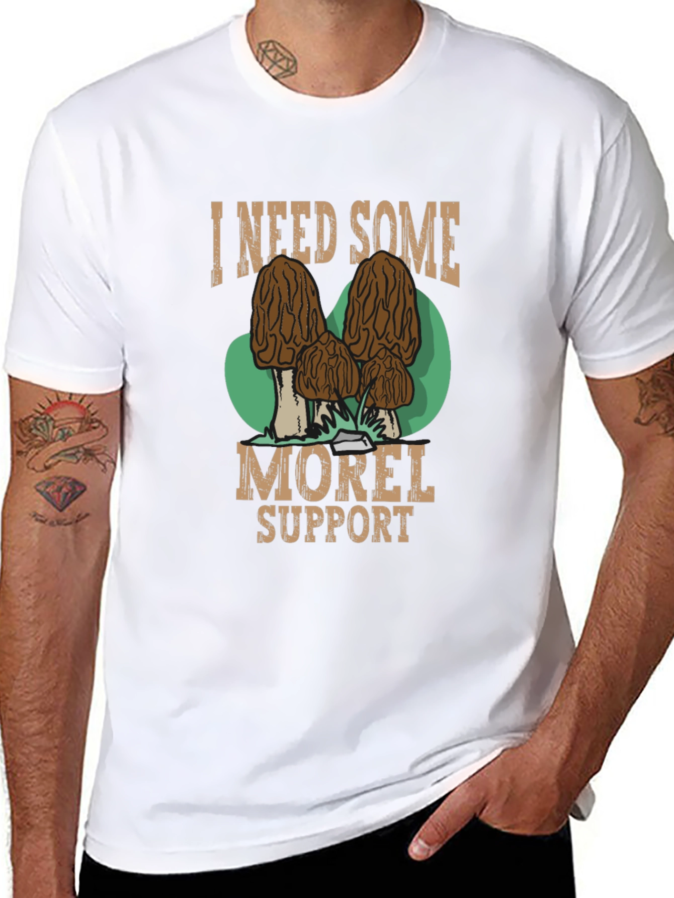 Black I Need Some Morel Support Black T-Shirt view 8