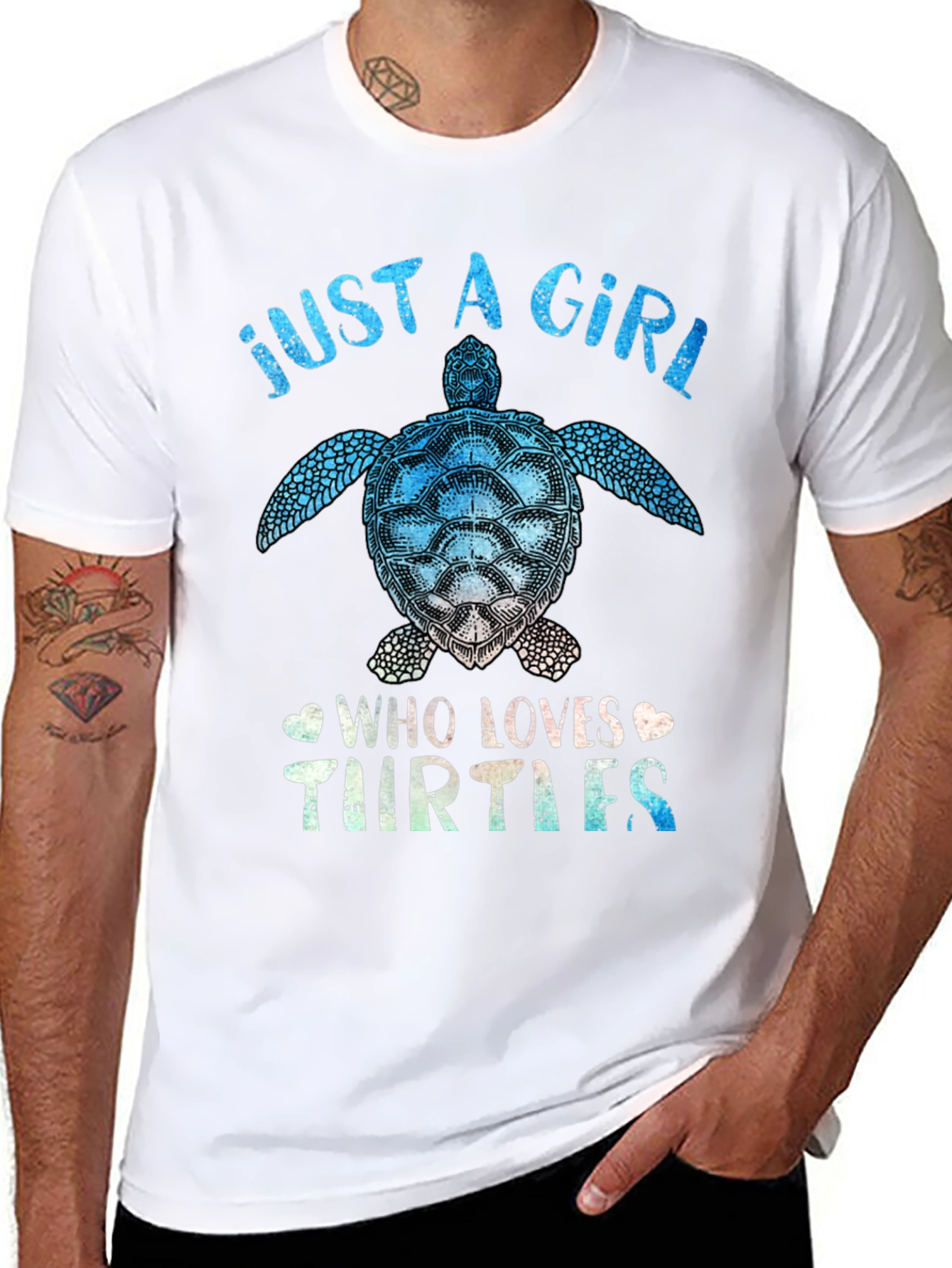 Black Just a Girl Who Loves Turtles T-Shirt view 8
