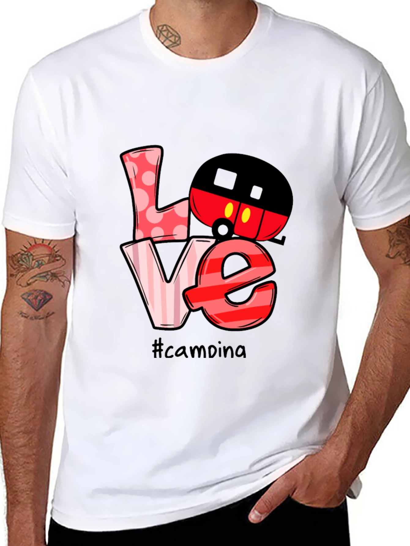 Black Love Camping Mickey Mouse T-Shirt view 8