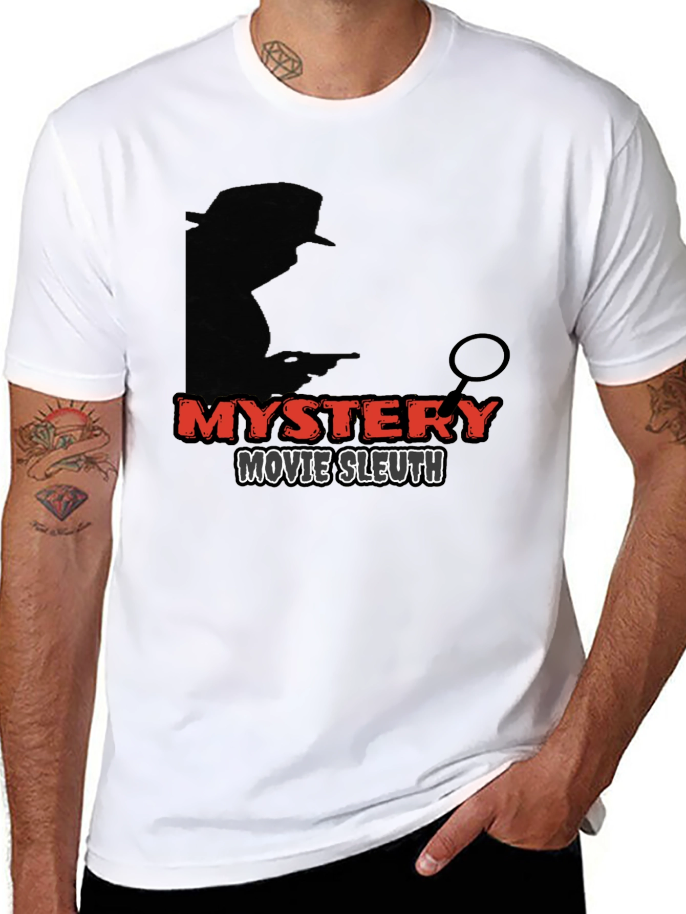 Black Mystery Movie Sleuth Graphic Tee view 8