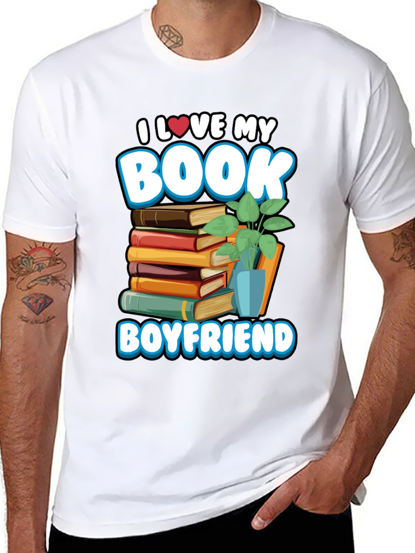 Black Book Boyfriend T-Shirt -  I Love My Book view 8