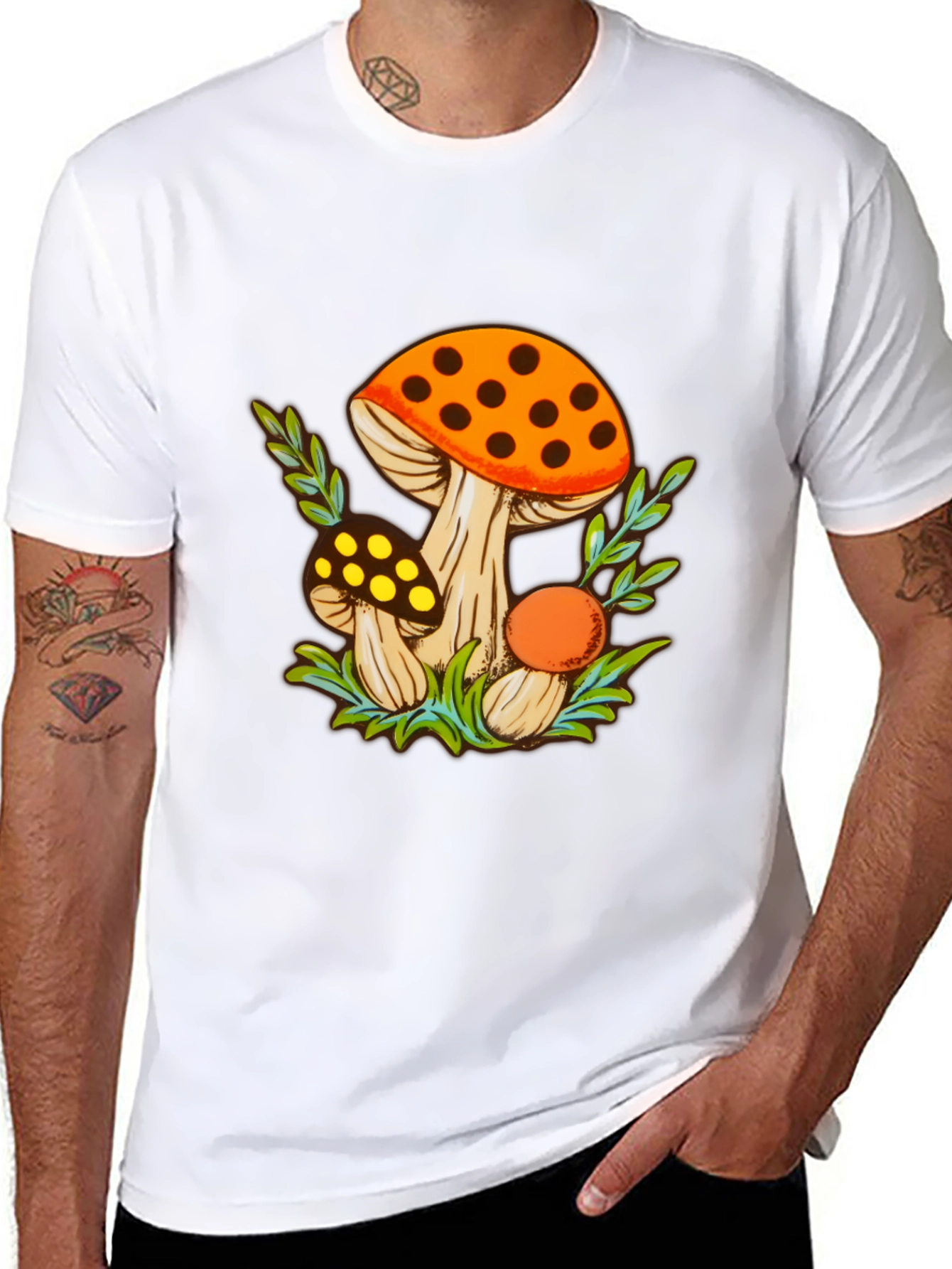 Black Mushroom Graphic Tee - Funky Fungi Design view 8