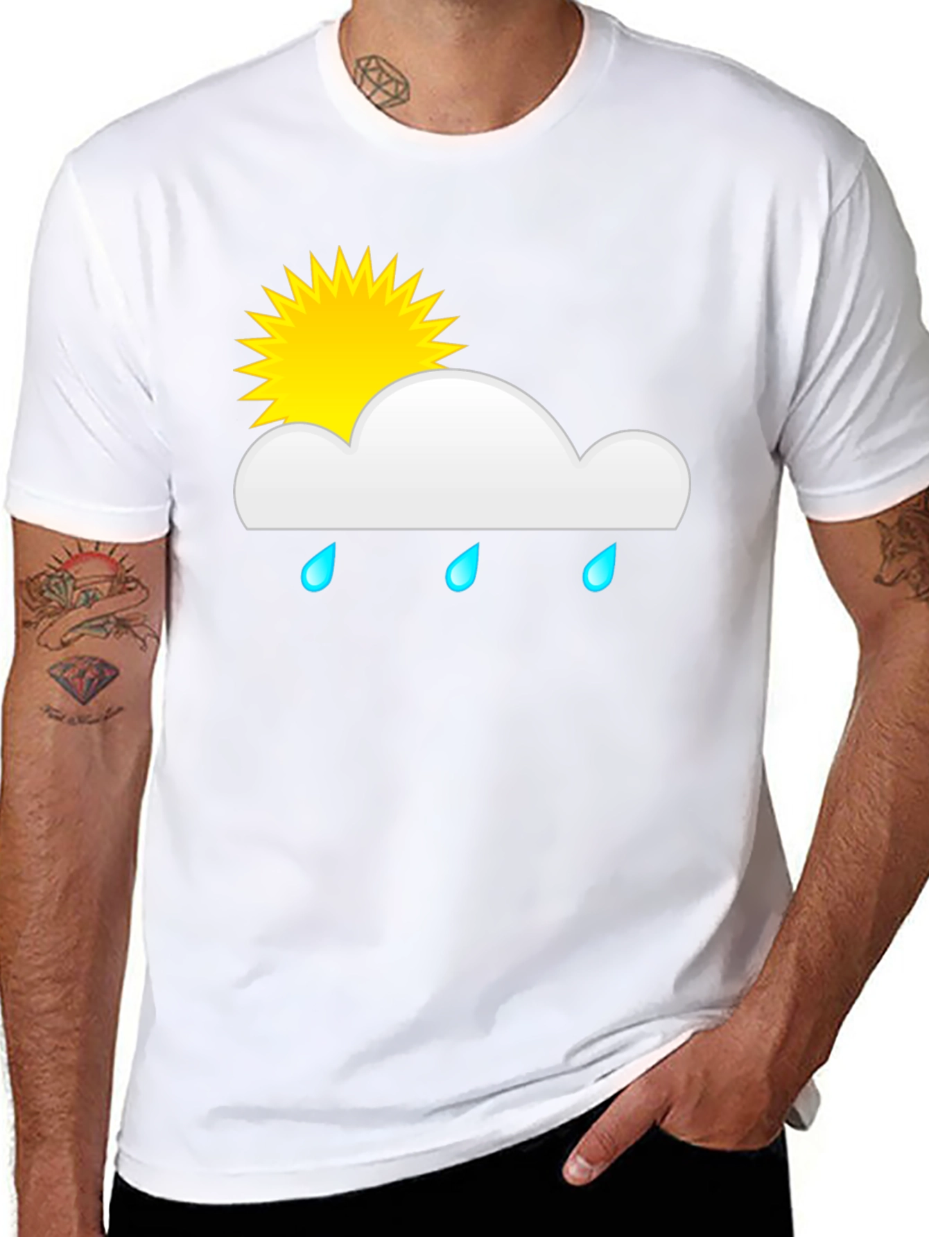 Black Rainy Day Sun Graphic Tee - Black Cotton T-Shirt view 8