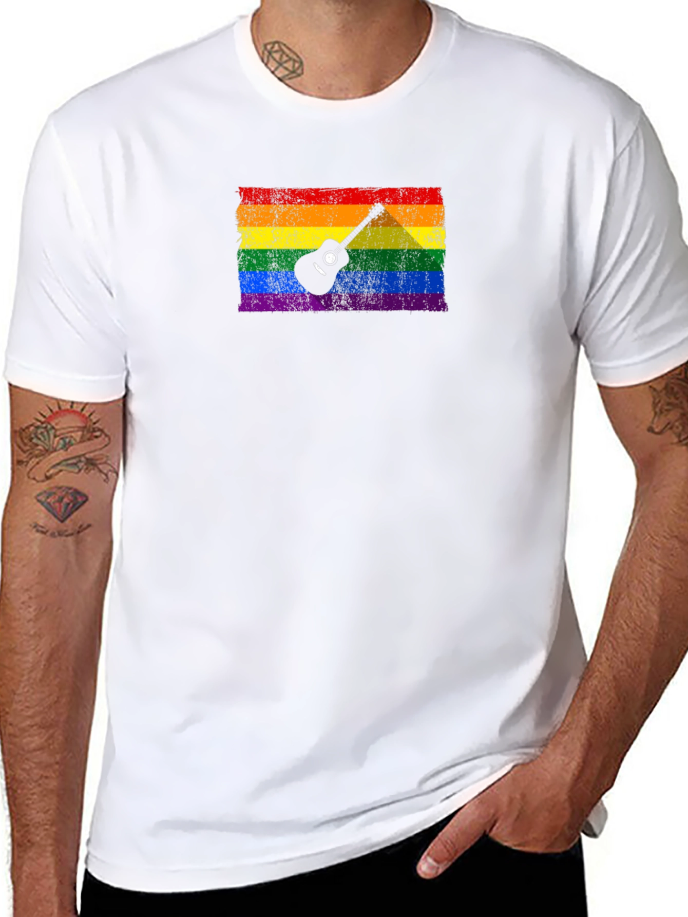 Black Rainbow Guitar Pride T-Shirt view 8