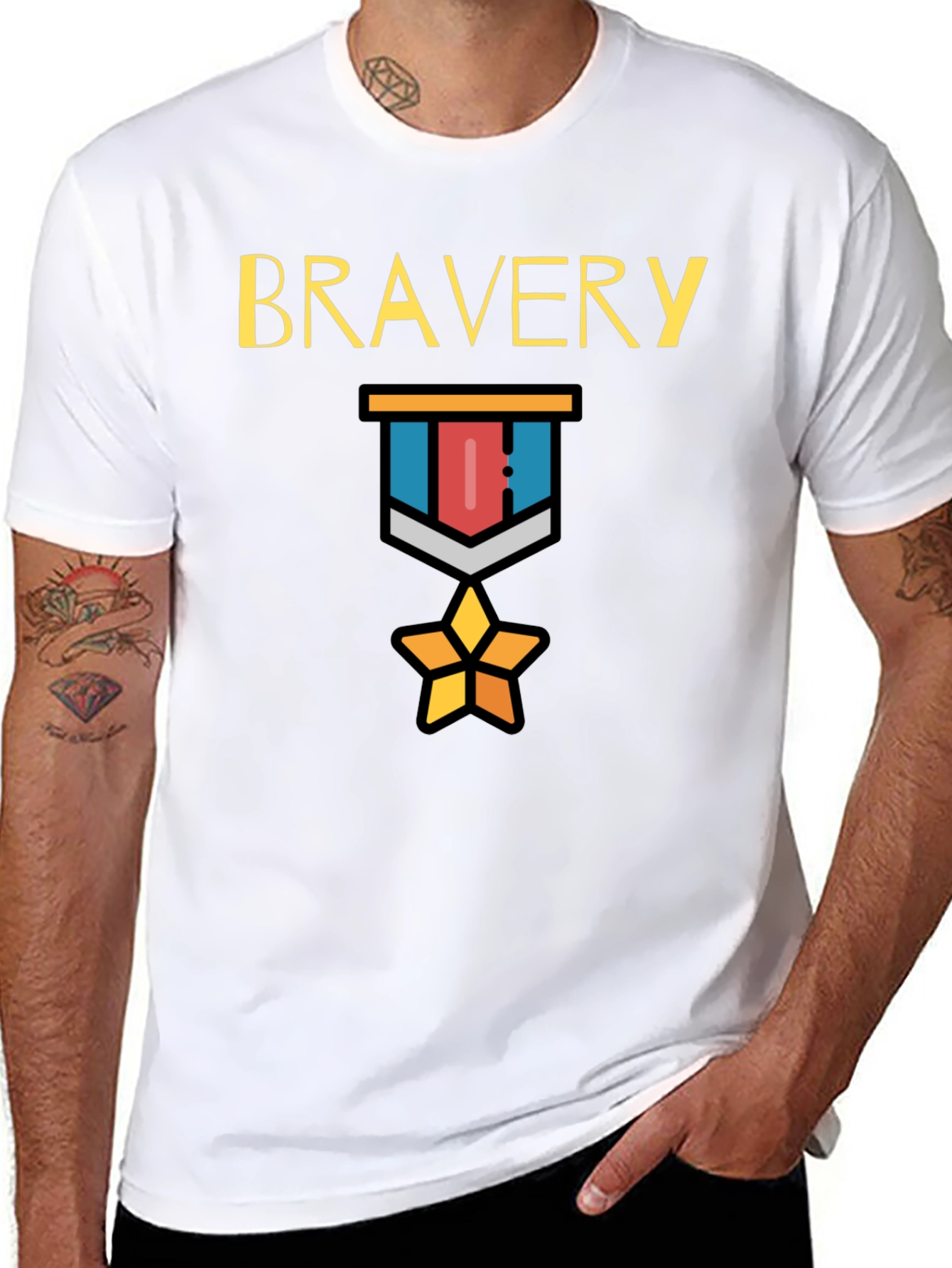 Black Bravery Medal Graphic Tee - Mens Black T-Shirt view 8