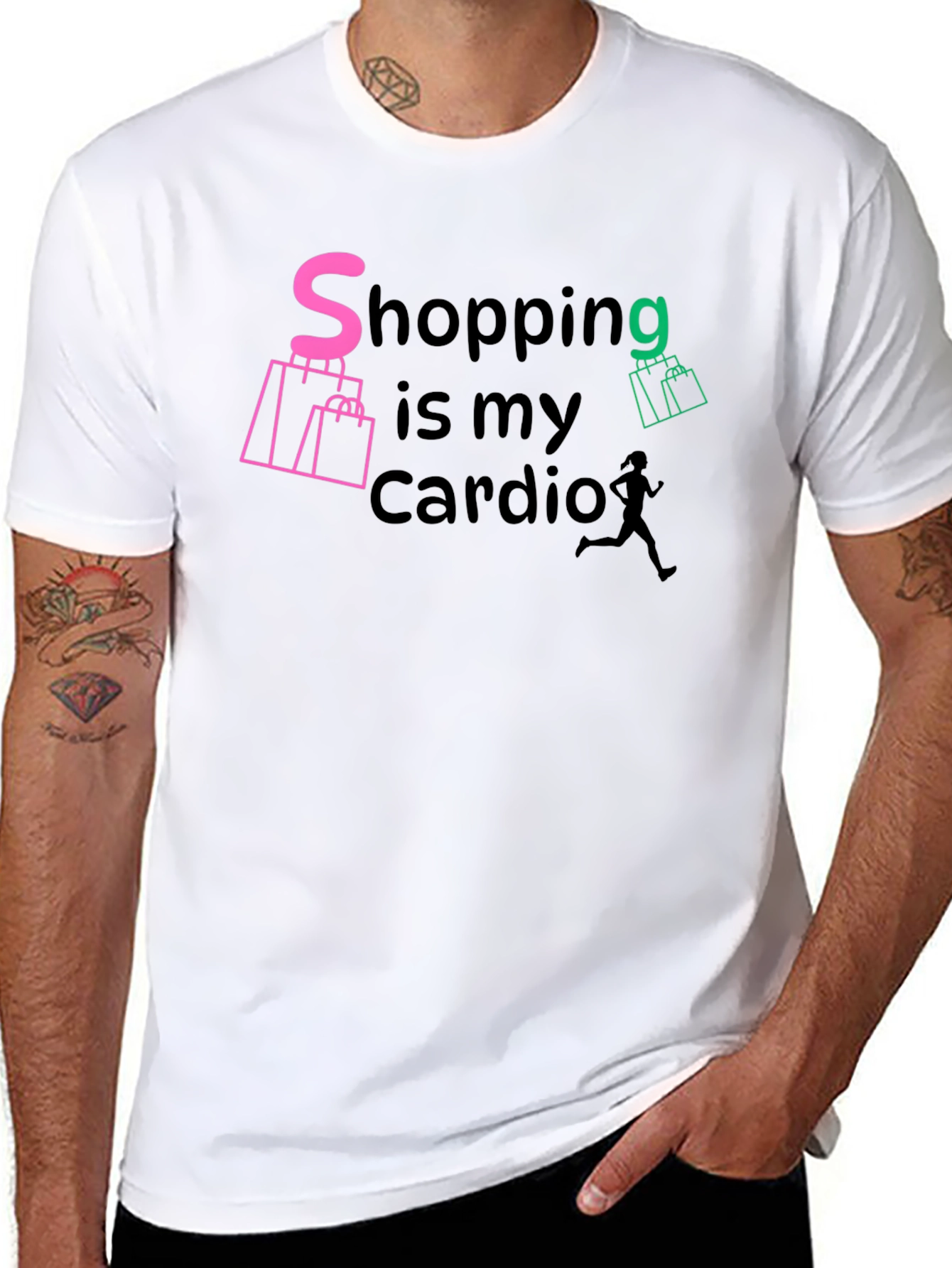 Black Shopping is My Cardio Graphic Tee view 8