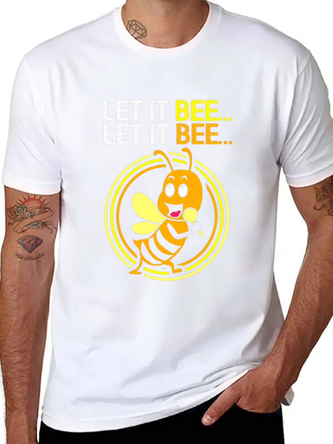 Black Let it Bee Graphic Tee - Unisex Black T-Shirt view 8