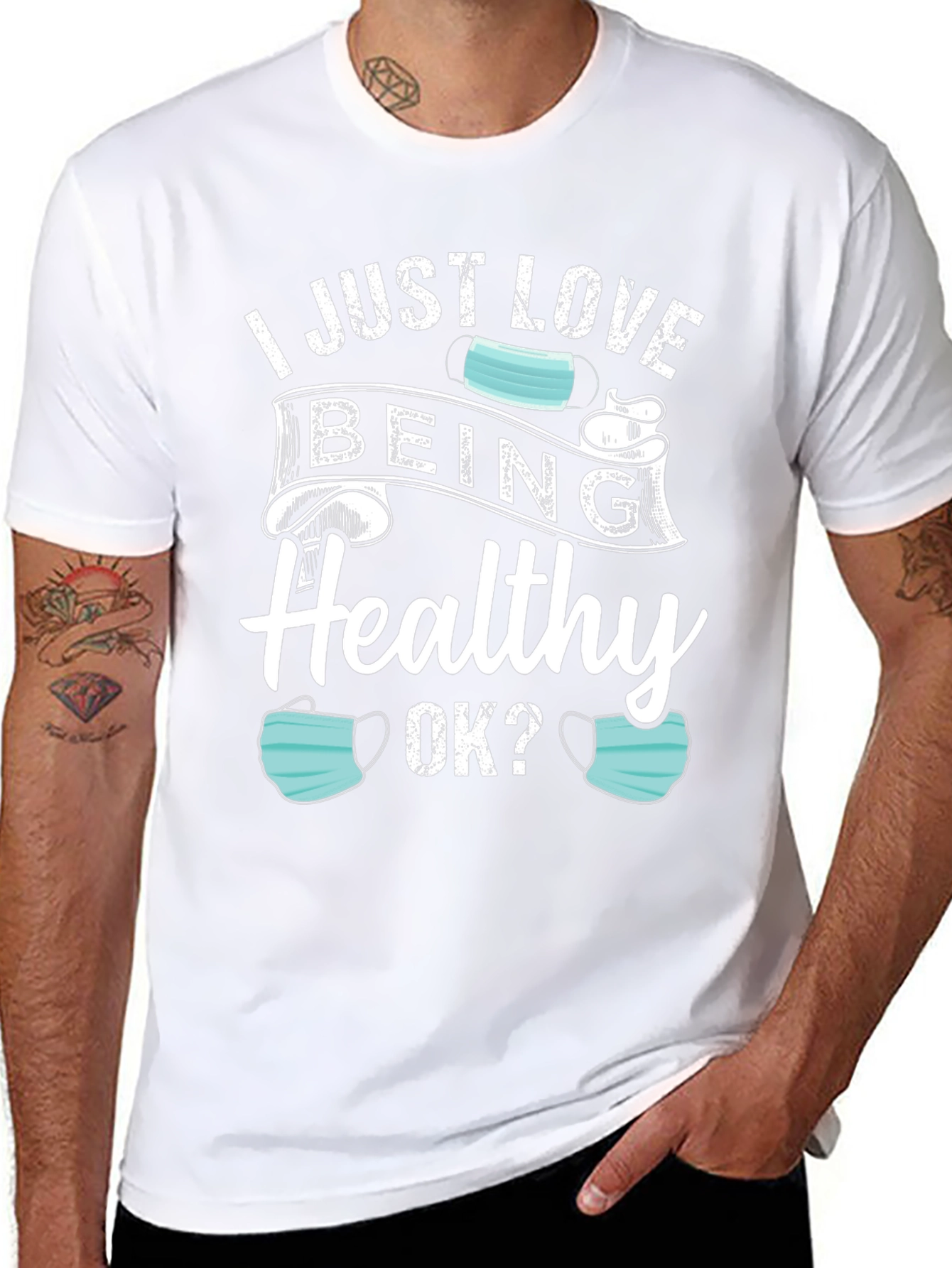 Black I Just Love Being Healthy T-Shirt view 8