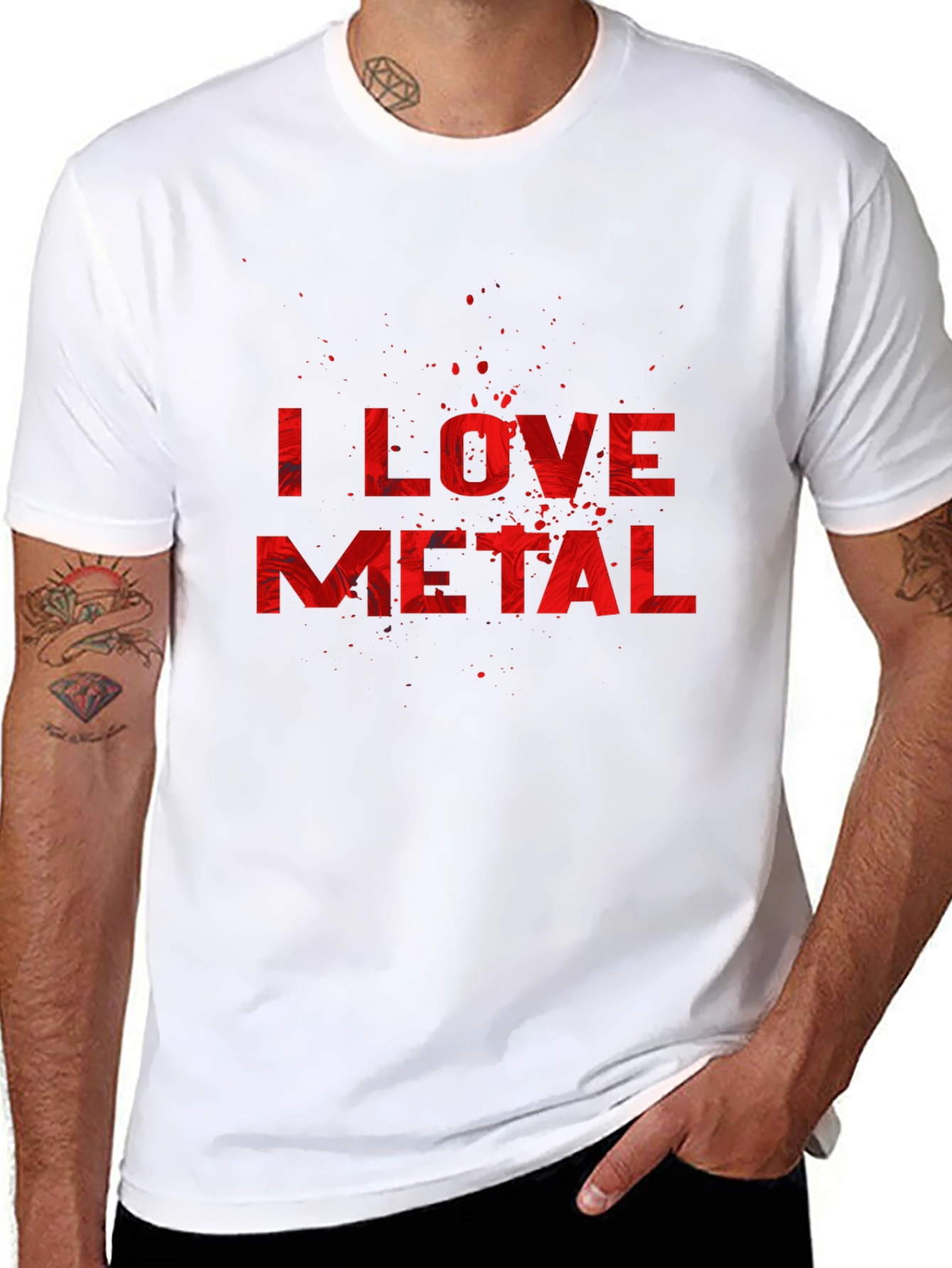 Black I Love Metal Graphic Tee view 8