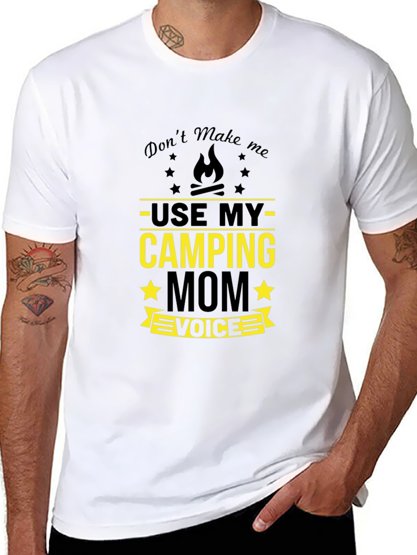 Black Camping Mom Voice T-Shirt - Funny Camp Shirt view 8