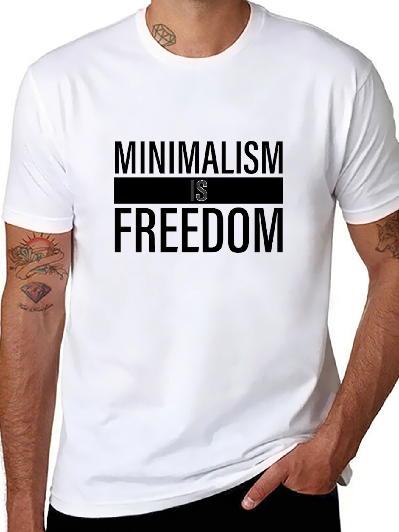 Black Minimalism is Freedom Black T-Shirt view 8