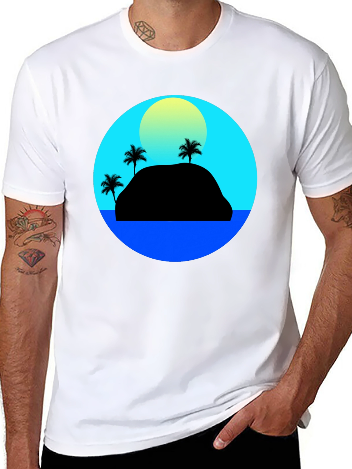 Black Island Sunset Graphic Tee view 8
