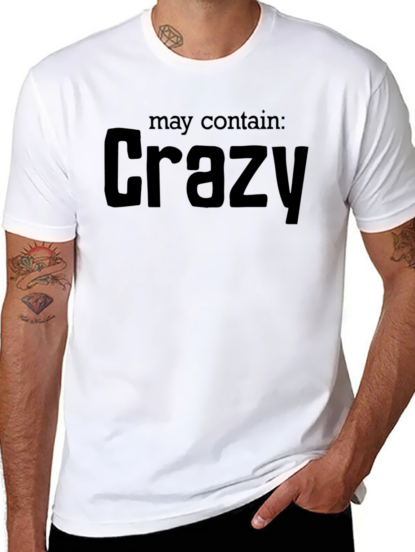Black May Contain Crazy T-Shirt - Black Graphic Tee view 8